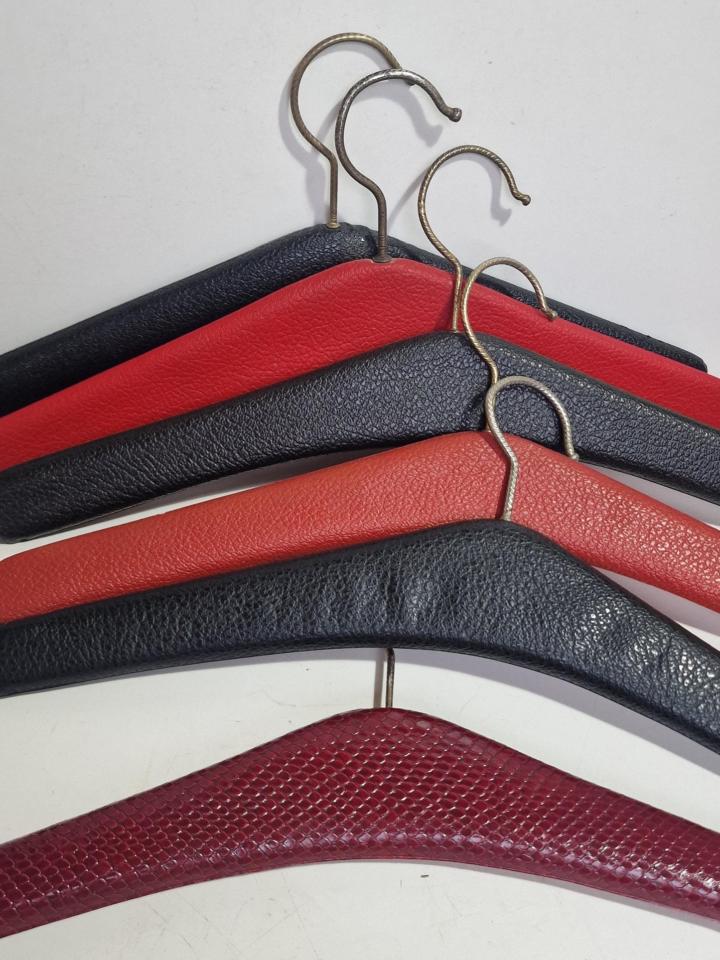 Vintage Padded Leatherette Hangers, Set of 6 Studded Rockabilly Glam