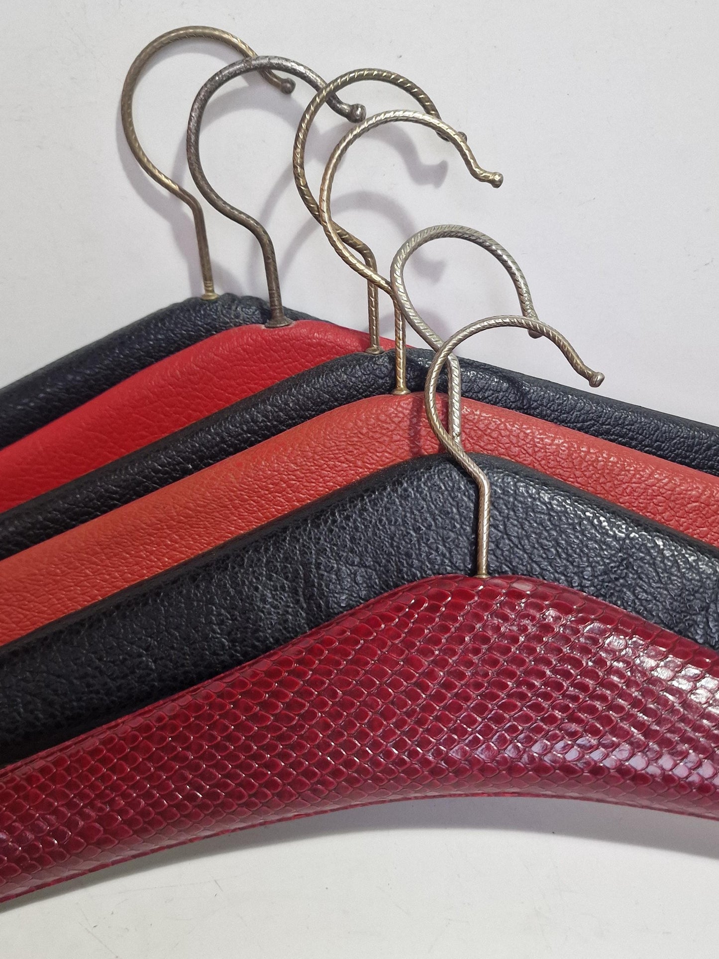Vintage Padded Leatherette Hangers, Set of 6 Studded Rockabilly Glam