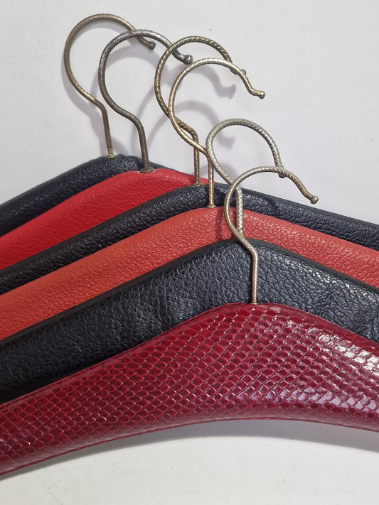 Vintage Padded Leatherette Hangers, Set of 6 Studded Rockabilly Glam