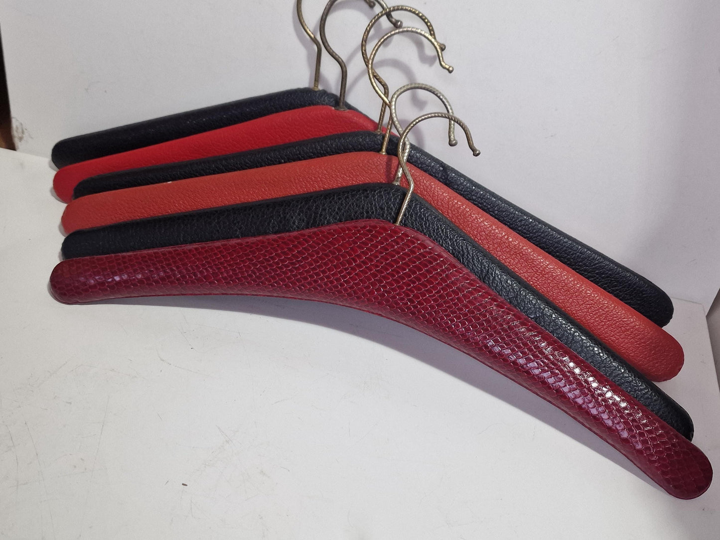 Vintage Padded Leatherette Hangers, Set of 6 Studded Rockabilly Glam
