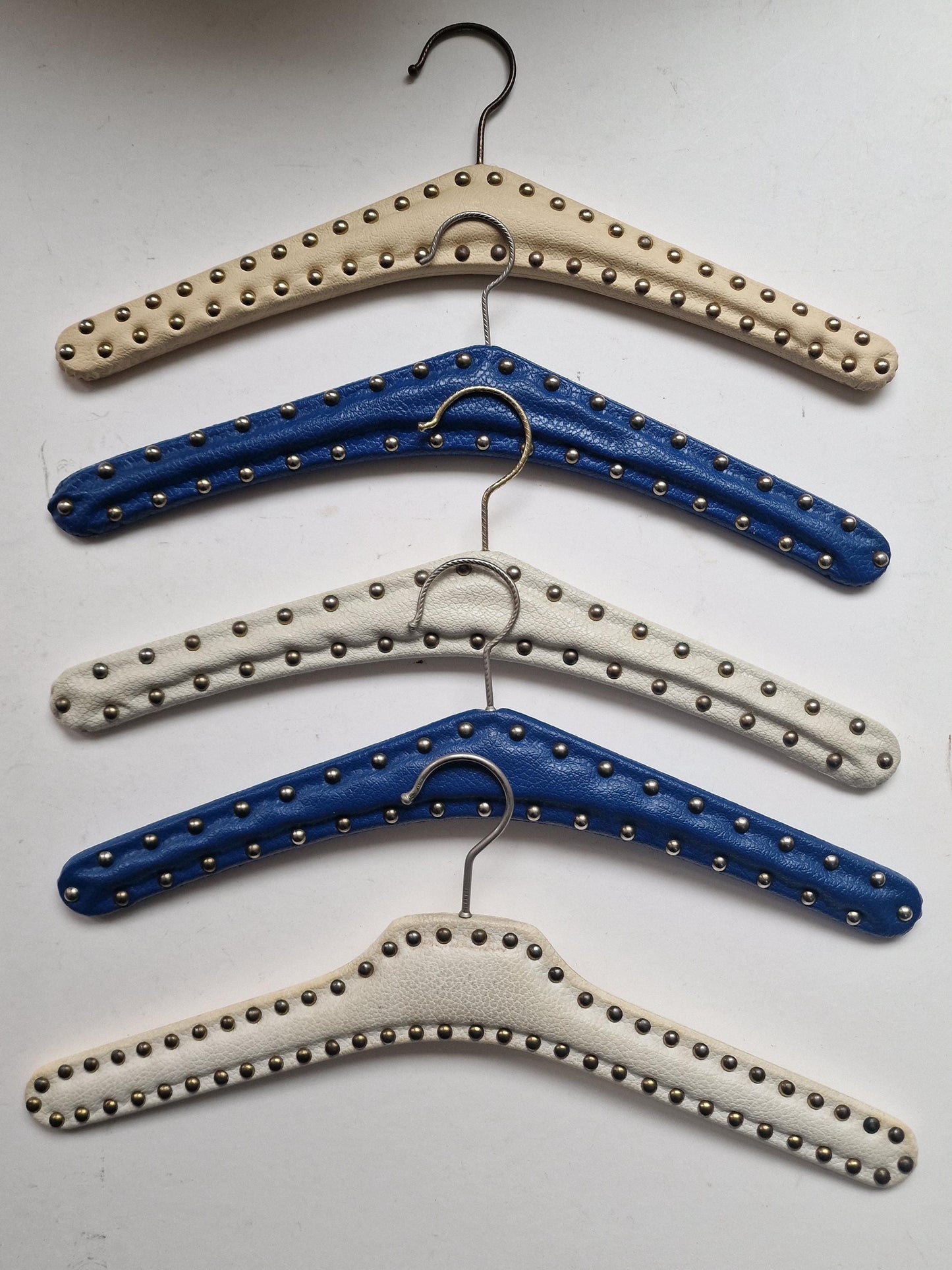 Set of 5 Vintage Rockabilly Studded Leatherette Hangers, 41cm
