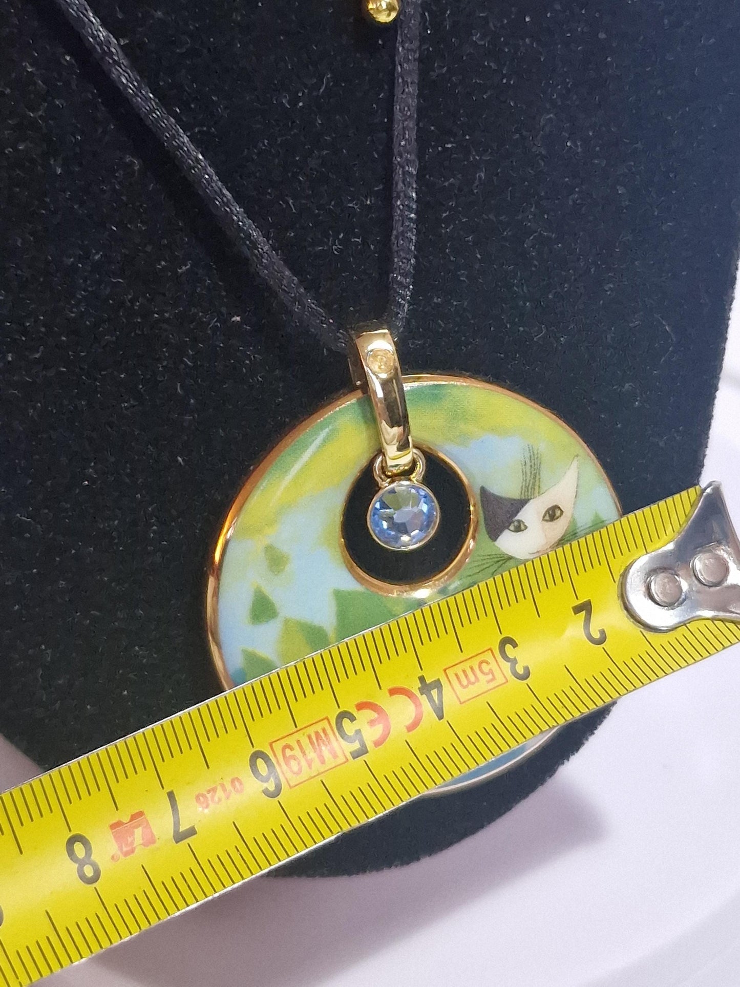 Goebel Rosina Wachtmeister Cat Porcelain Pendant Necklace, Boxed