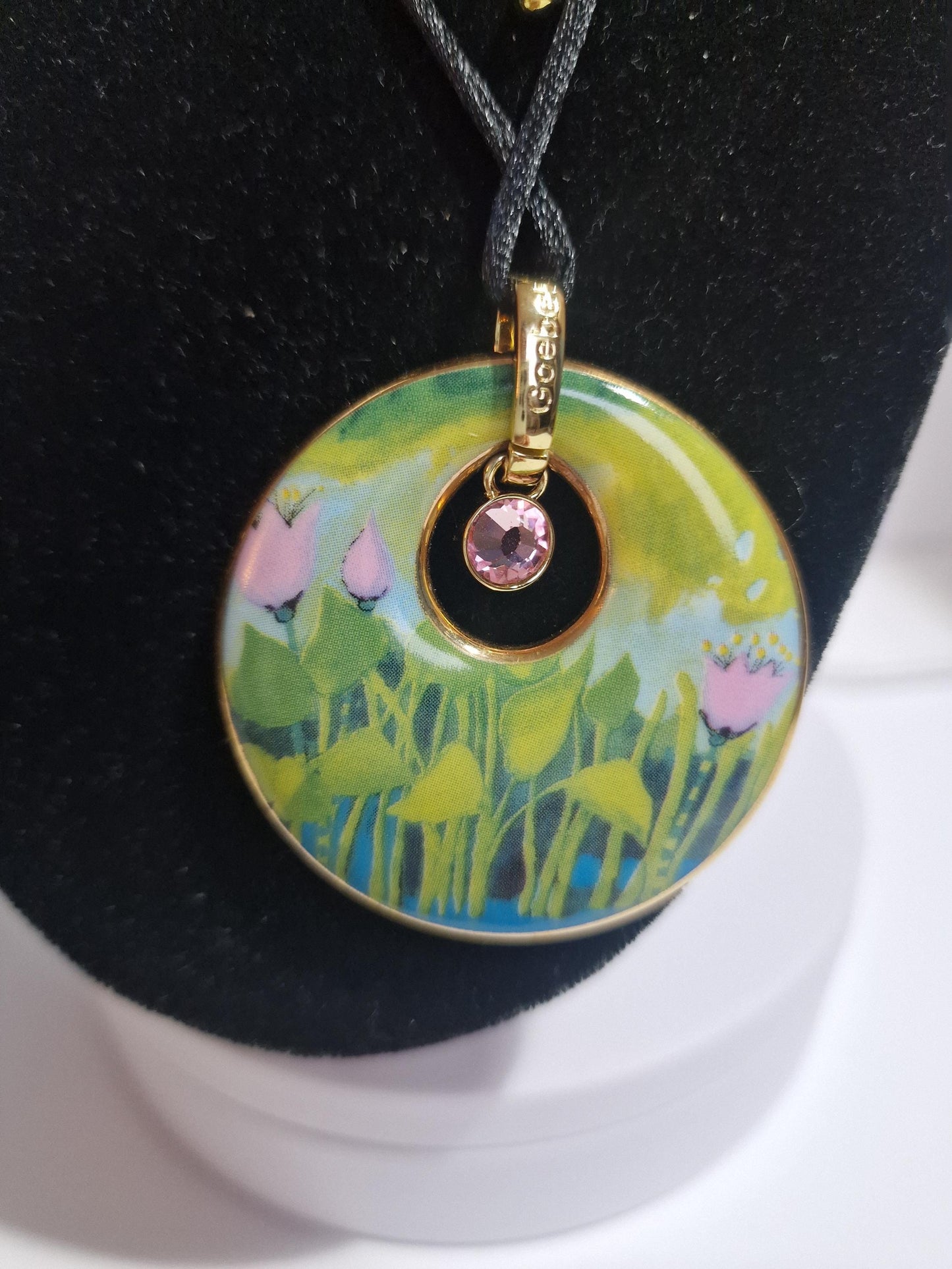 Goebel Rosina Wachtmeister Cat Porcelain Pendant Necklace, Boxed