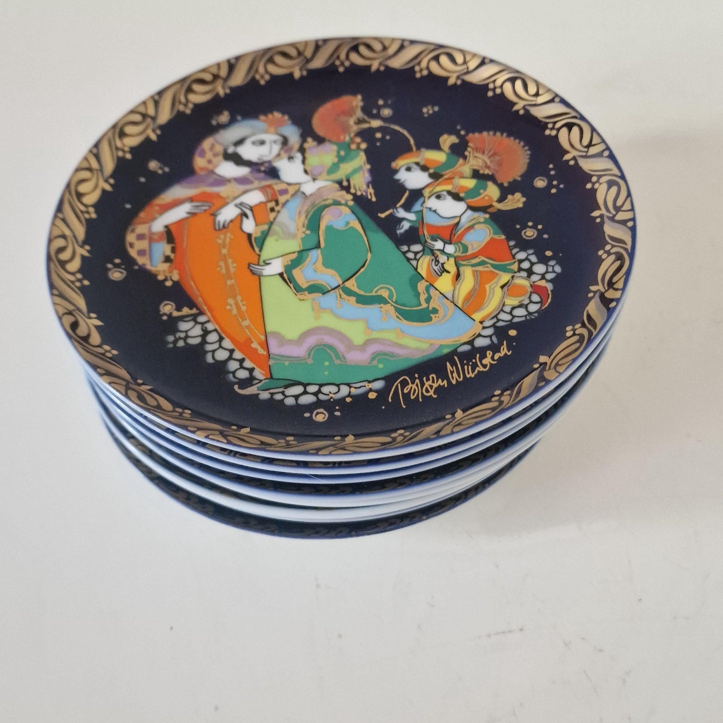 Bjørn Wiinblad Wallplates Rosenthal Gold Plated Porcelain Plate - Sindbad the Sailor