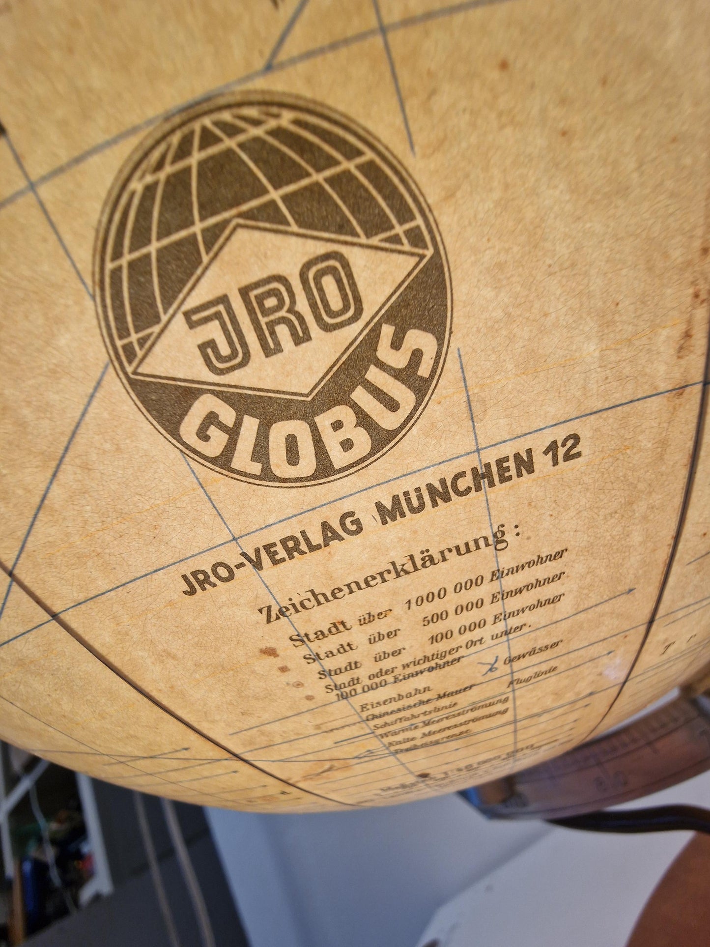 Vintage XL Light Up Glass Globe – JRO verlag Munchen, Germany