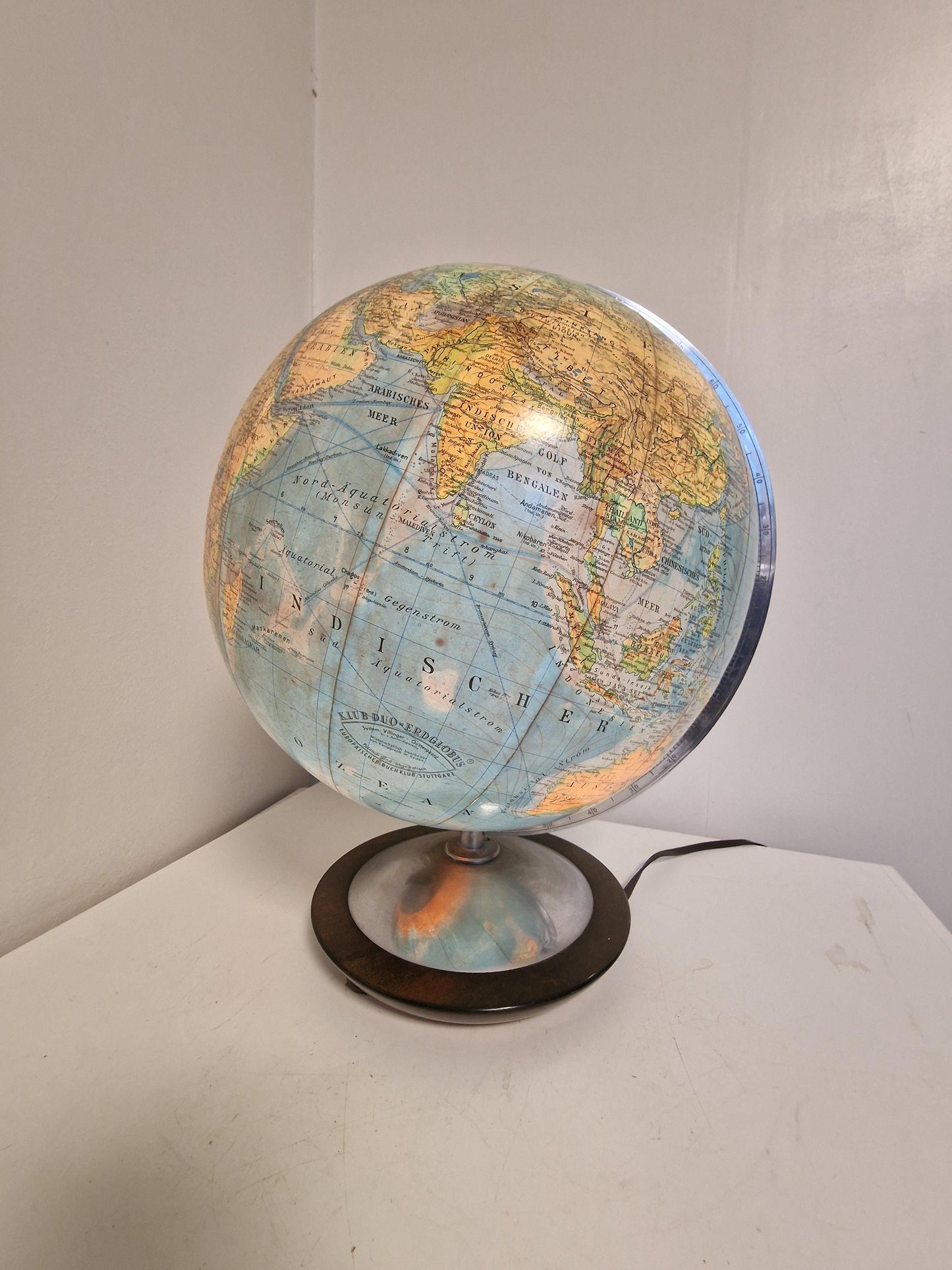 XL Vintage Glass Globe Lamp by Paul Oestergaard, columbus, 1950s MCM wereldbol earth