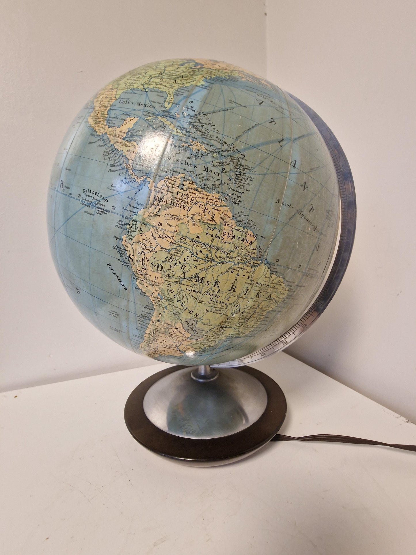XL Vintage Glass Globe Lamp by Paul Oestergaard, columbus, 1950s MCM wereldbol earth