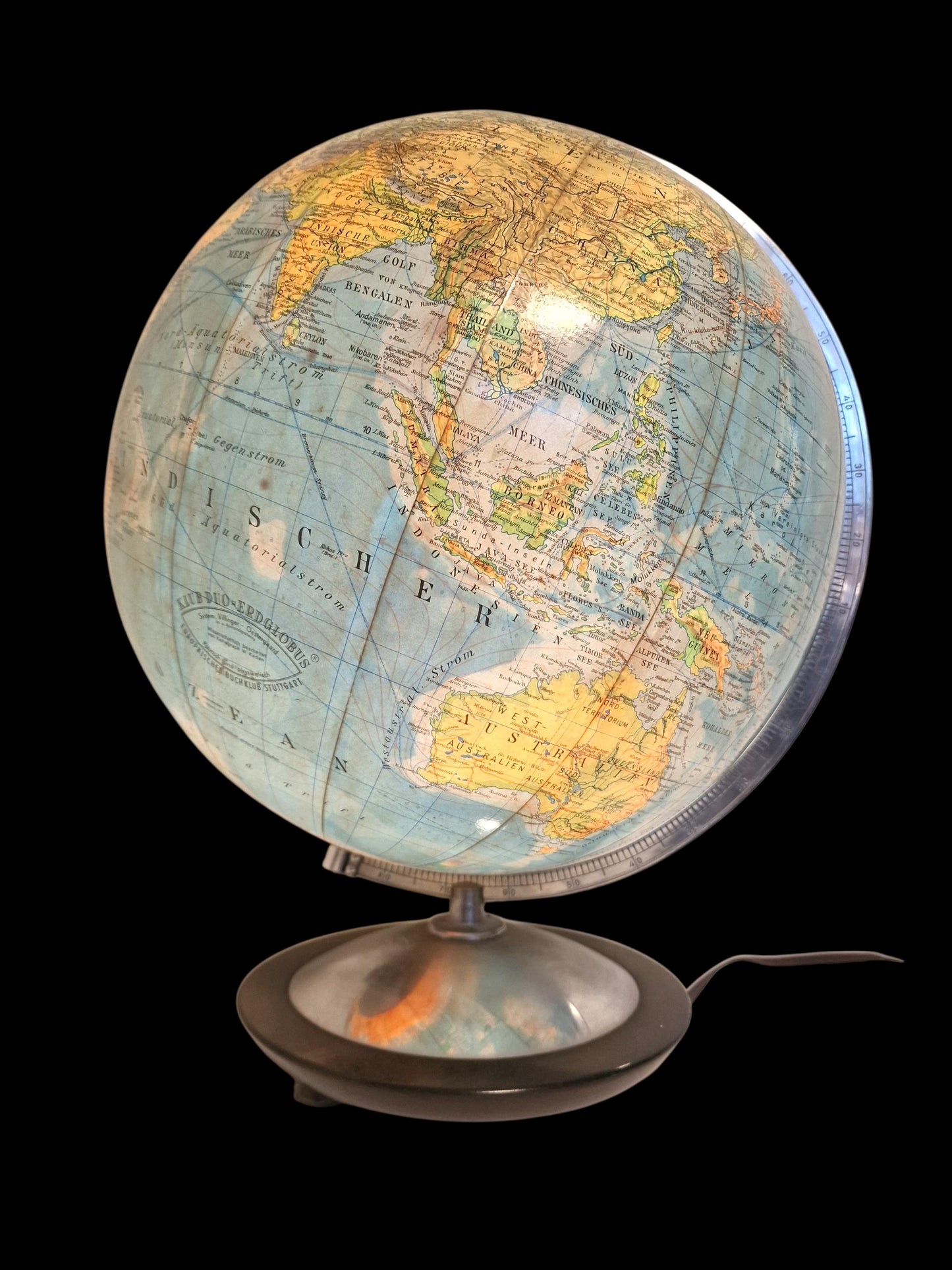 XL Vintage Glass Globe Lamp by Paul Oestergaard, columbus, 1950s MCM wereldbol earth