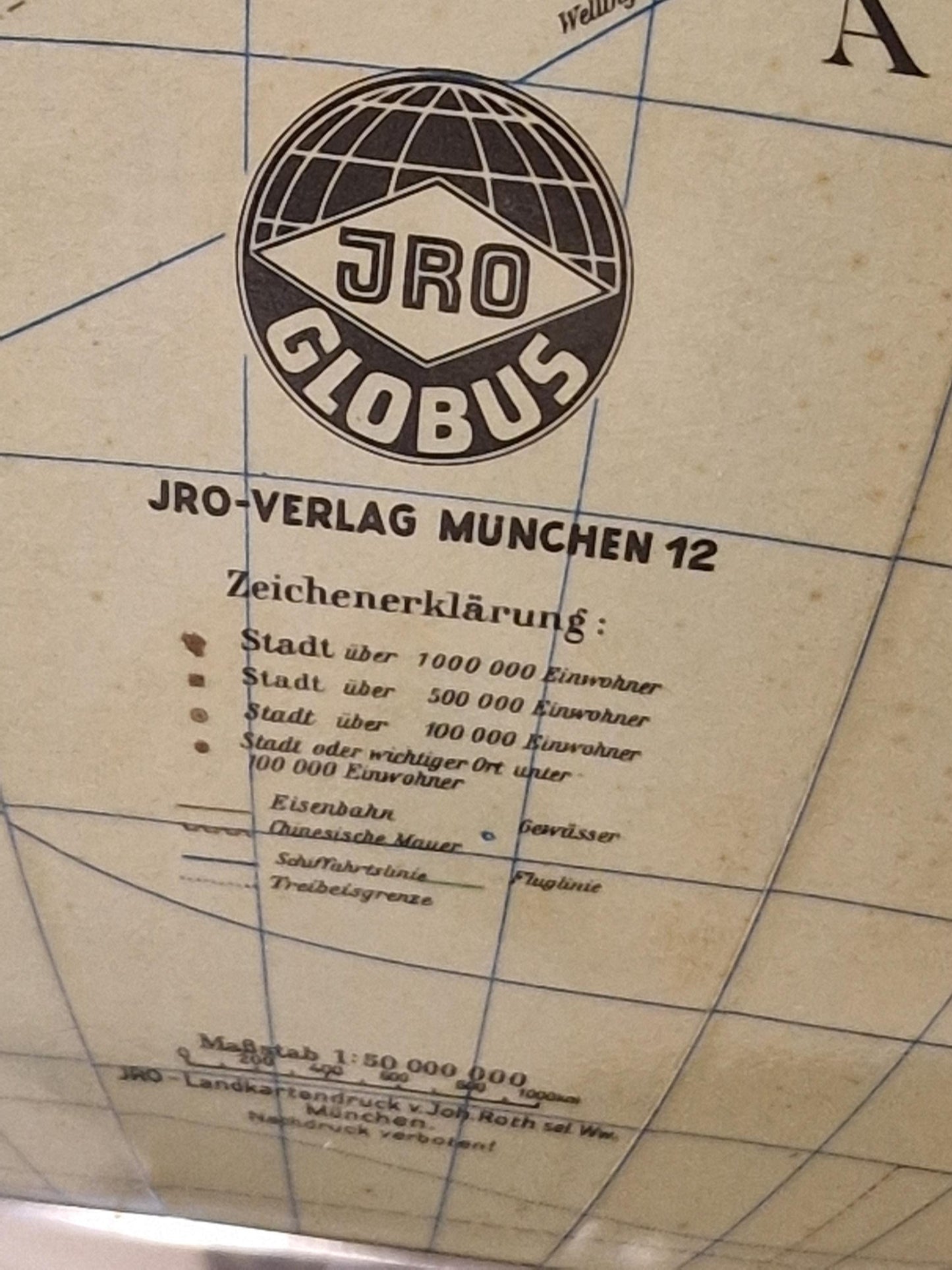 Vintage XL Light Up Glass Globe – JRO verlag Munchen, Germany