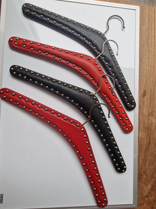 Vintage Padded Leatherette Hangers, Set of 4 Studded Rockabilly Glam