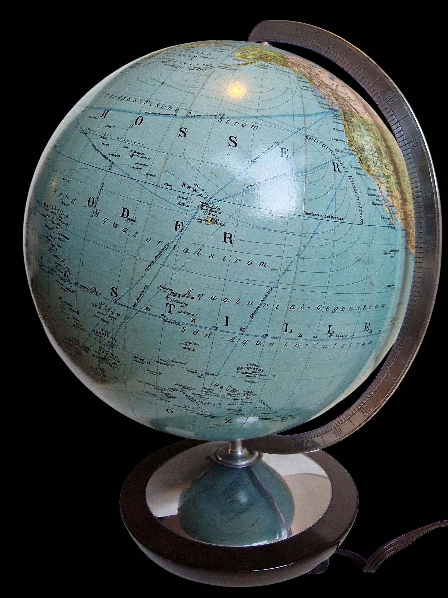 XL Vintage Glass Globe Lamp by Paul Oestergaard, columbus, 1950s MCM earth