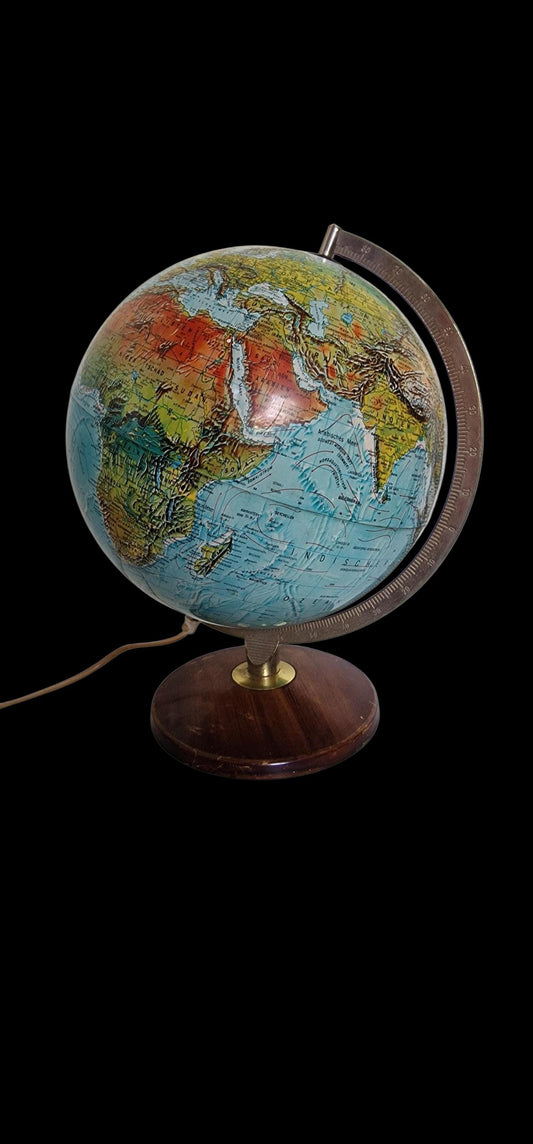 Vintage Danish Scan Globe, Illuminated 1950s World Map
