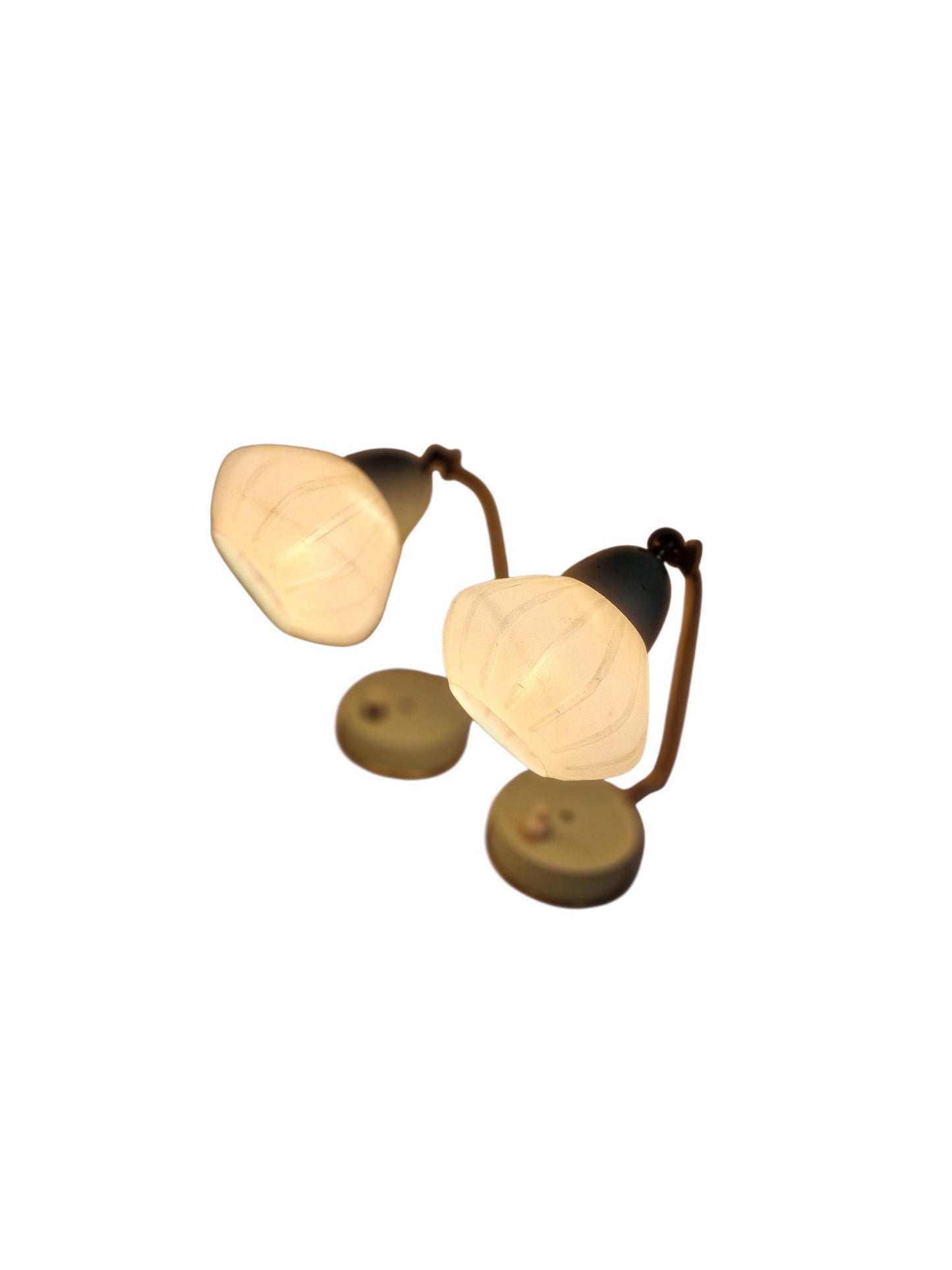 Midcentury Mint Green Bedside Lamps, 1950s Glass Table Lamps