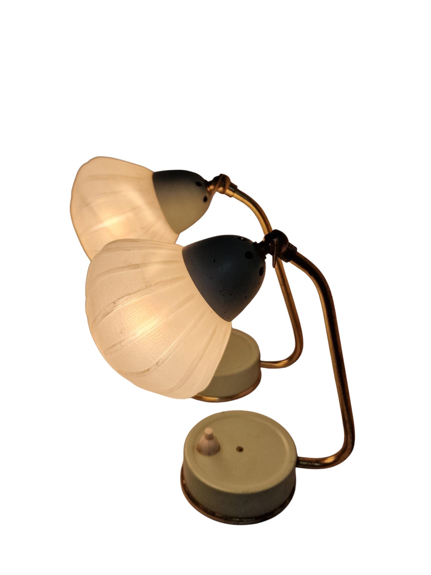 Midcentury Mint Green Bedside Lamps, 1950s Glass Table Lamps