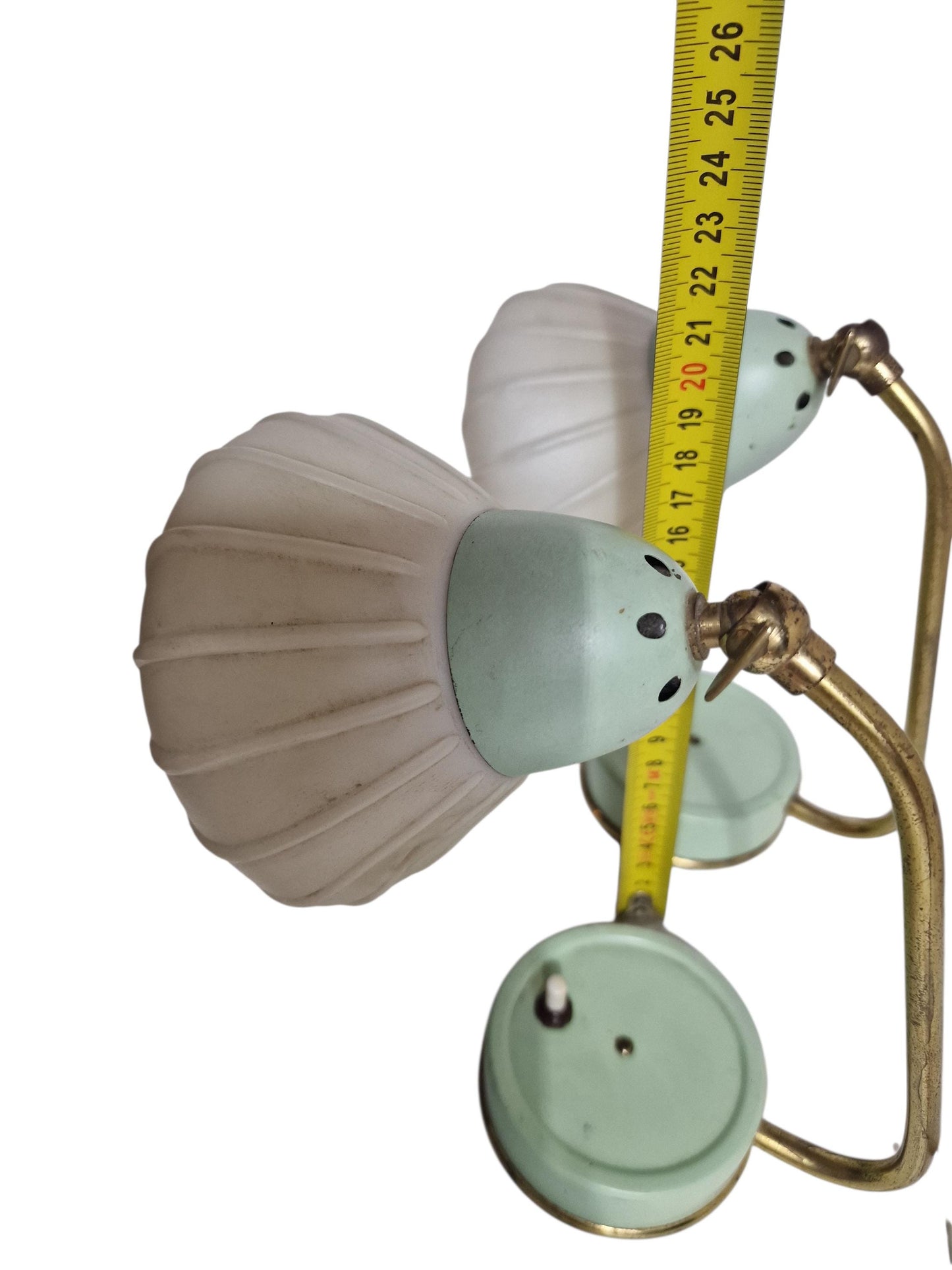 Midcentury Mint Green Bedside Lamps, 1950s Glass Table Lamps
