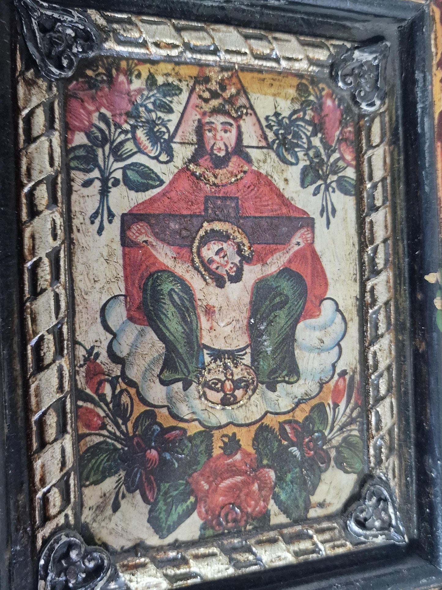 Antique Alpine Folk Art Panels – Saint Nicholas & Gnadenstuhl Pair