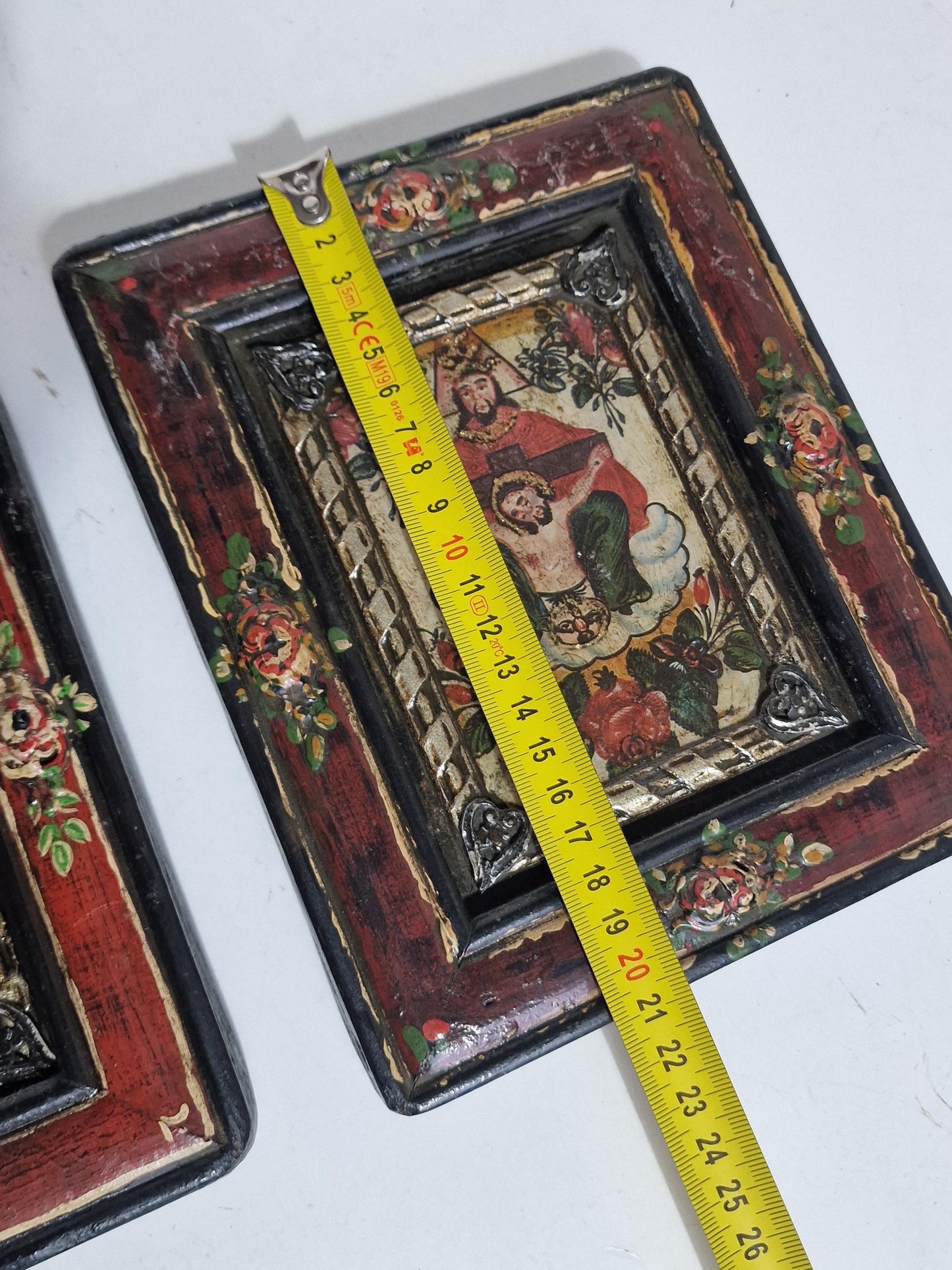 Antique Alpine Folk Art Panels – Saint Nicholas & Gnadenstuhl Pair