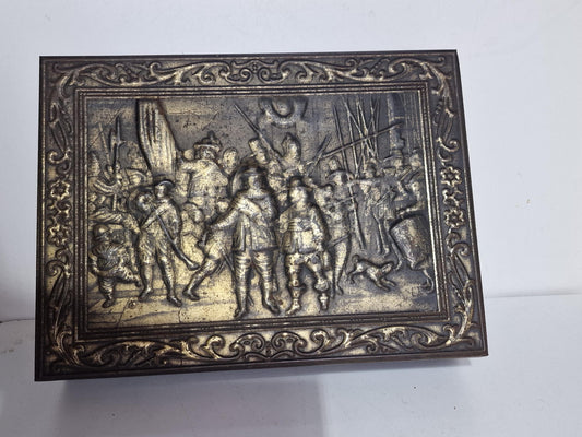 Large Vintage Metal Storage Box, Rembrandt 'The Night Watch' Art
