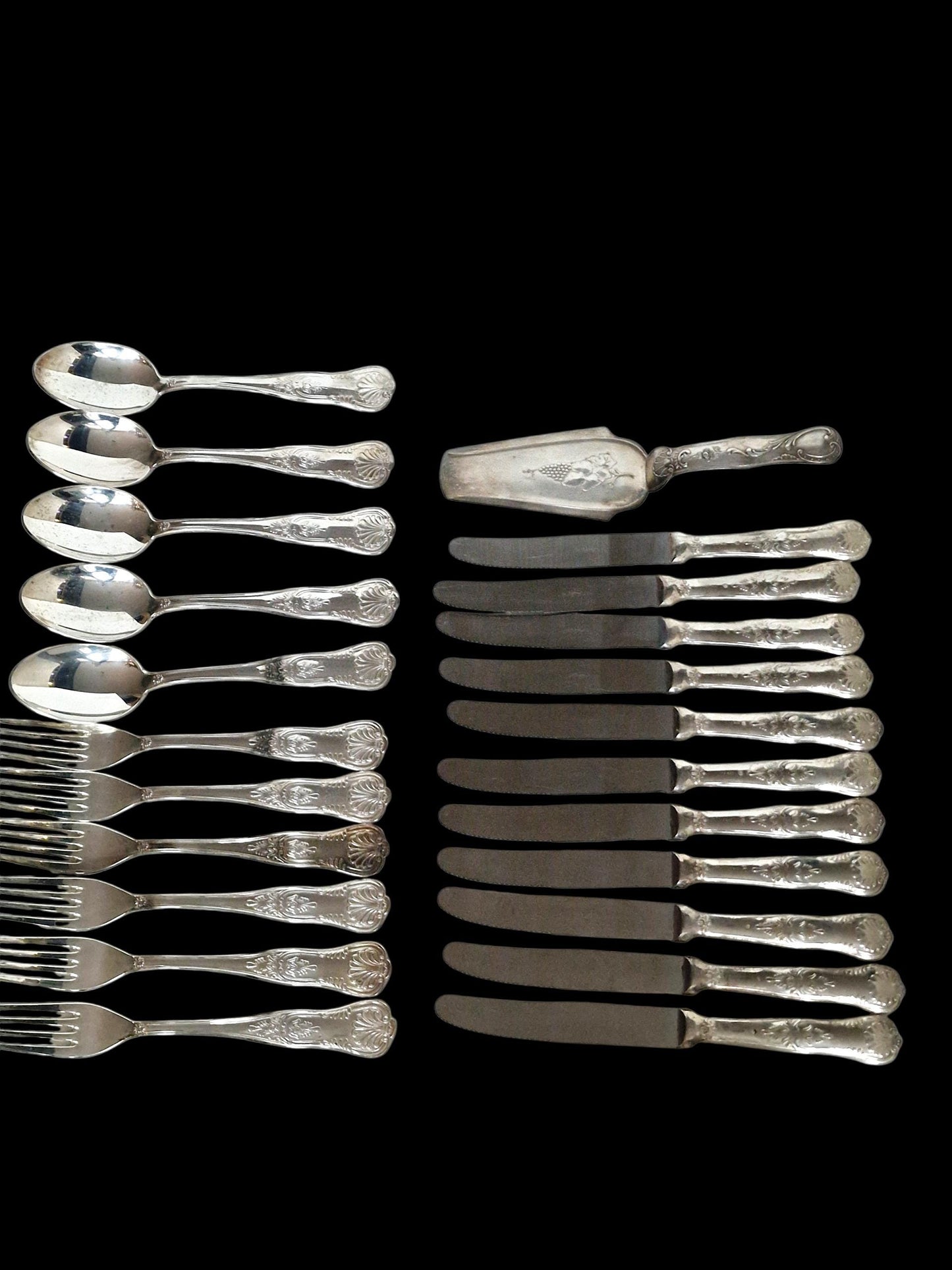 Antique Art Nouveau 800 Silver Flatware Set, Jugendstil Shell Design