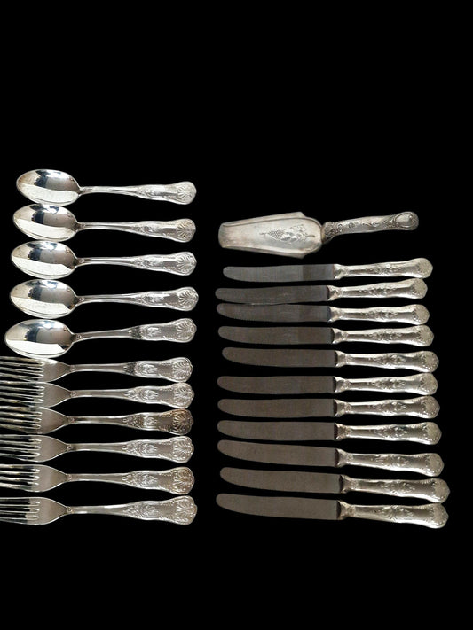 Antique Art Nouveau 800 Silver Flatware Set, Jugendstil Shell Design
