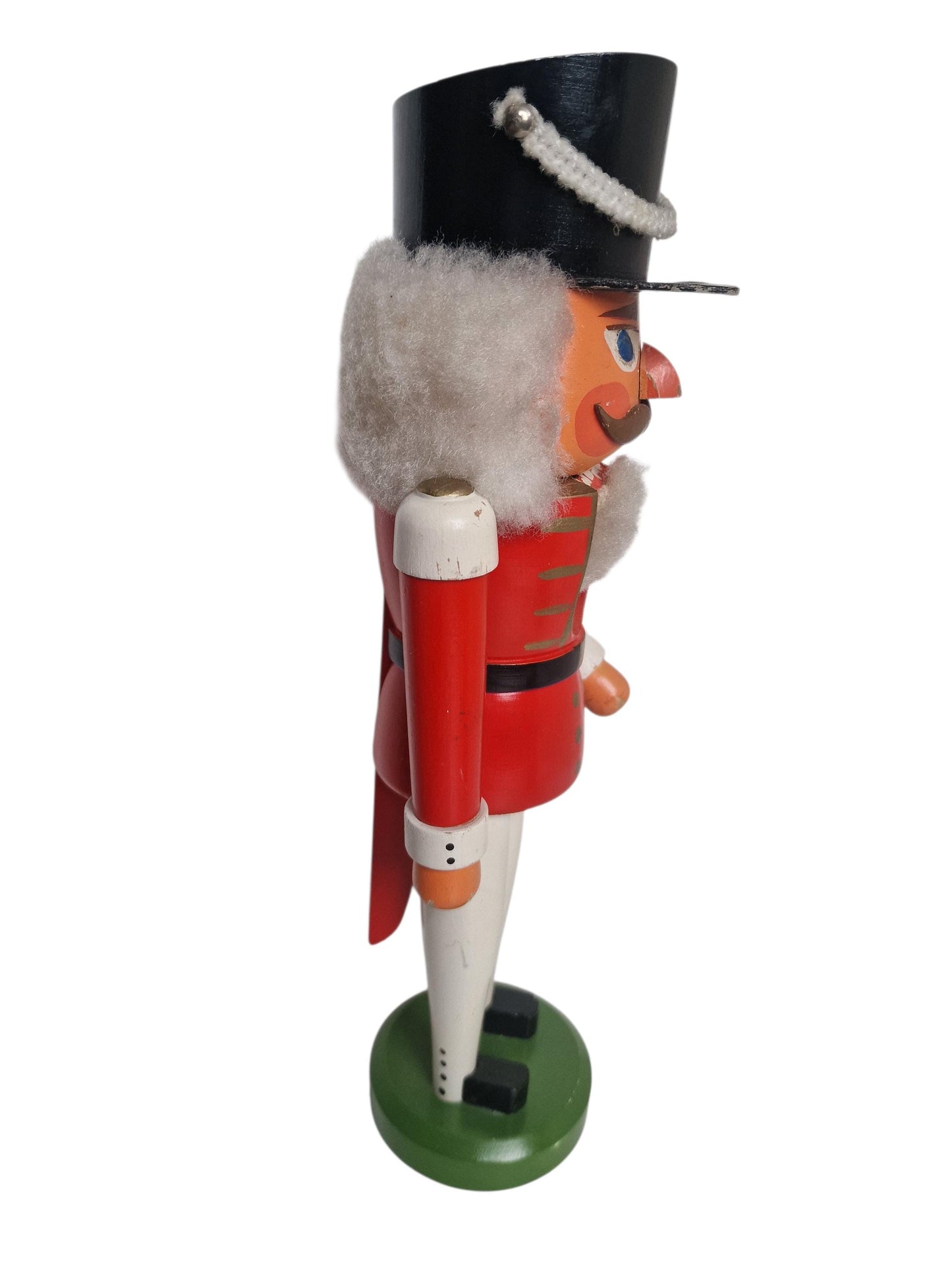 Antique Erzgebirge Wood Nutcracker, Hand-Painted Christmas Decor (34cm, 1920s)