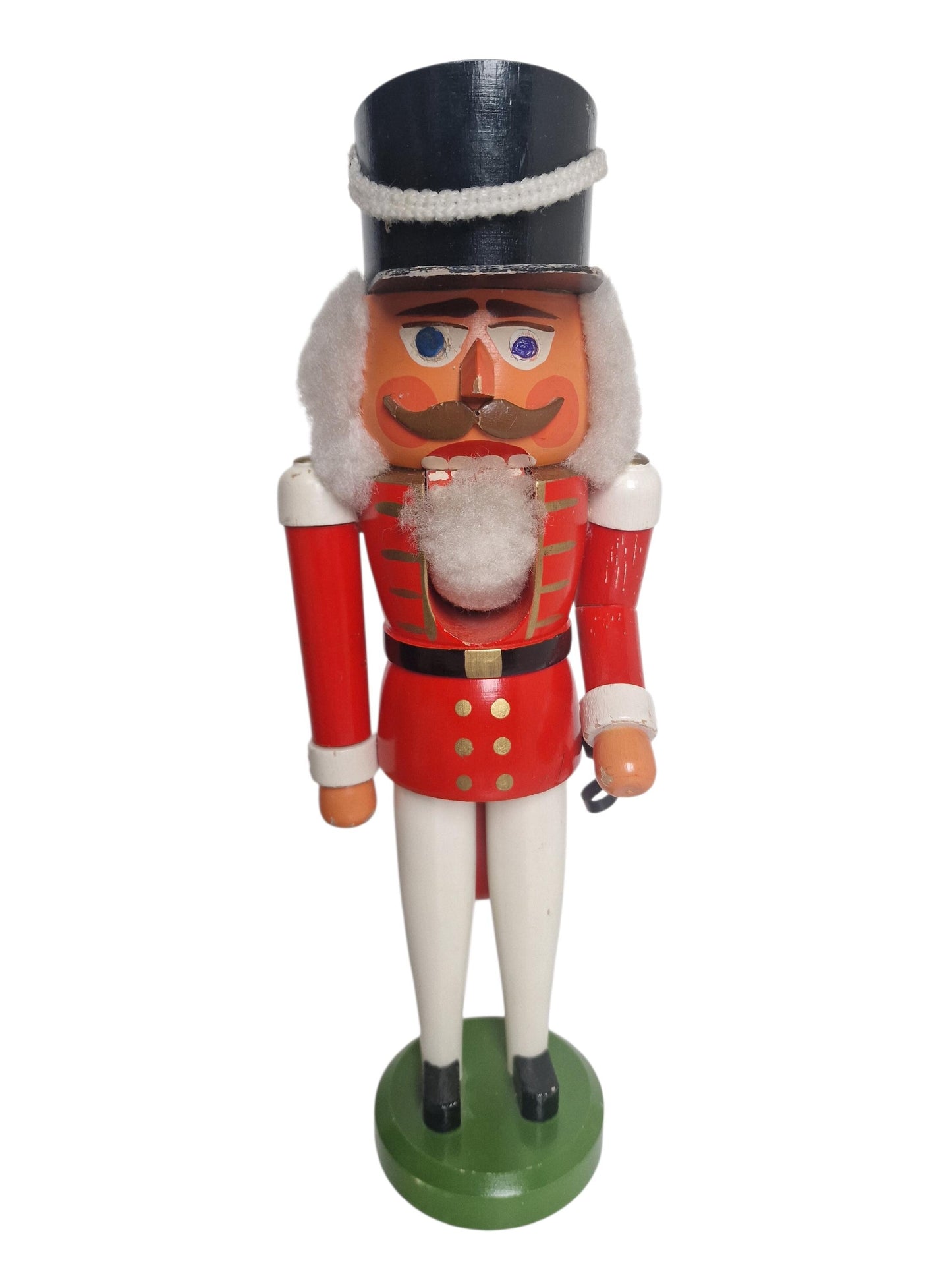 Antique Erzgebirge Wood Nutcracker, Hand-Painted Christmas Decor (34cm, 1920s)