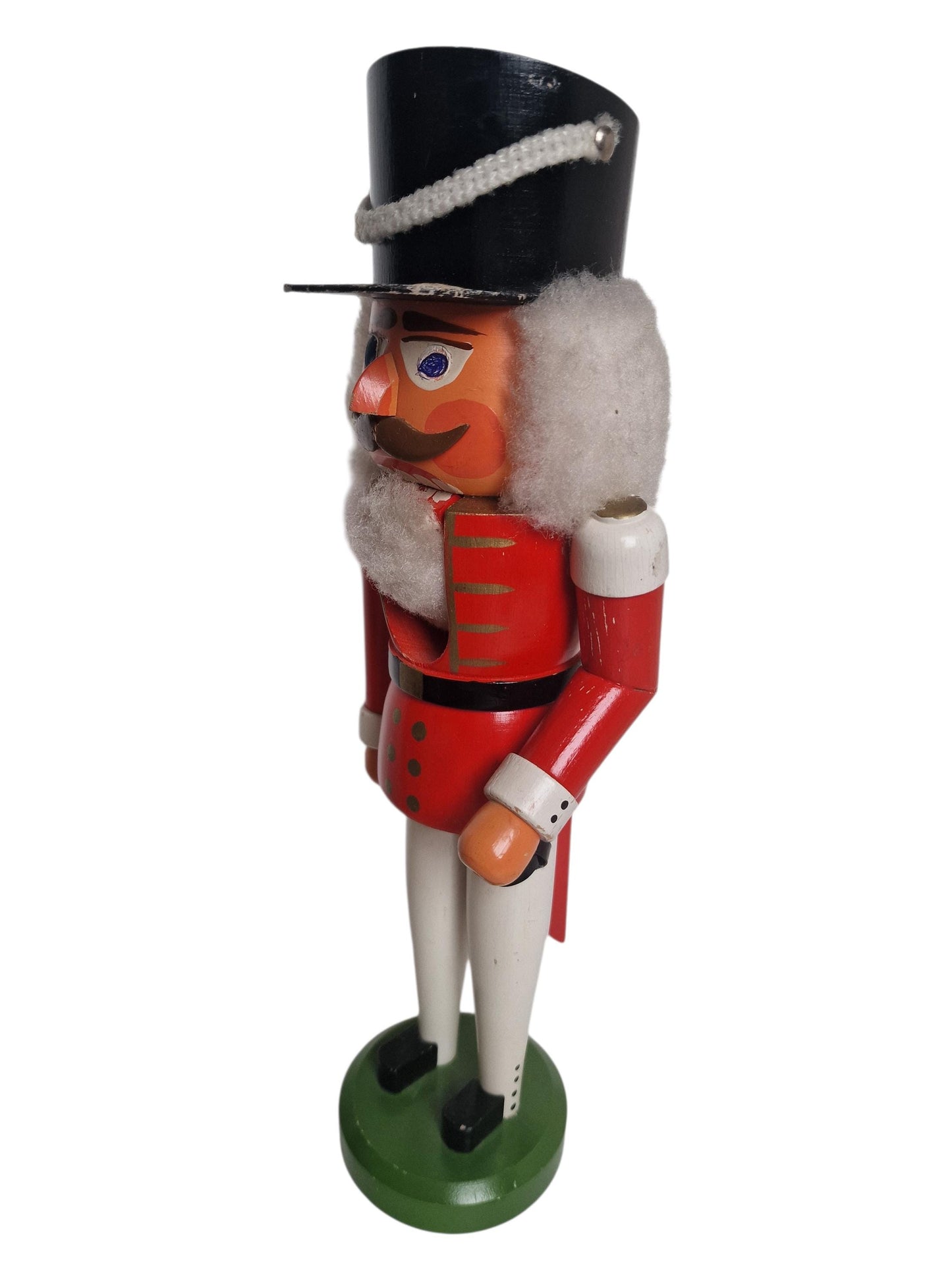 Antique Erzgebirge Wood Nutcracker, Hand-Painted Christmas Decor (34cm, 1920s)