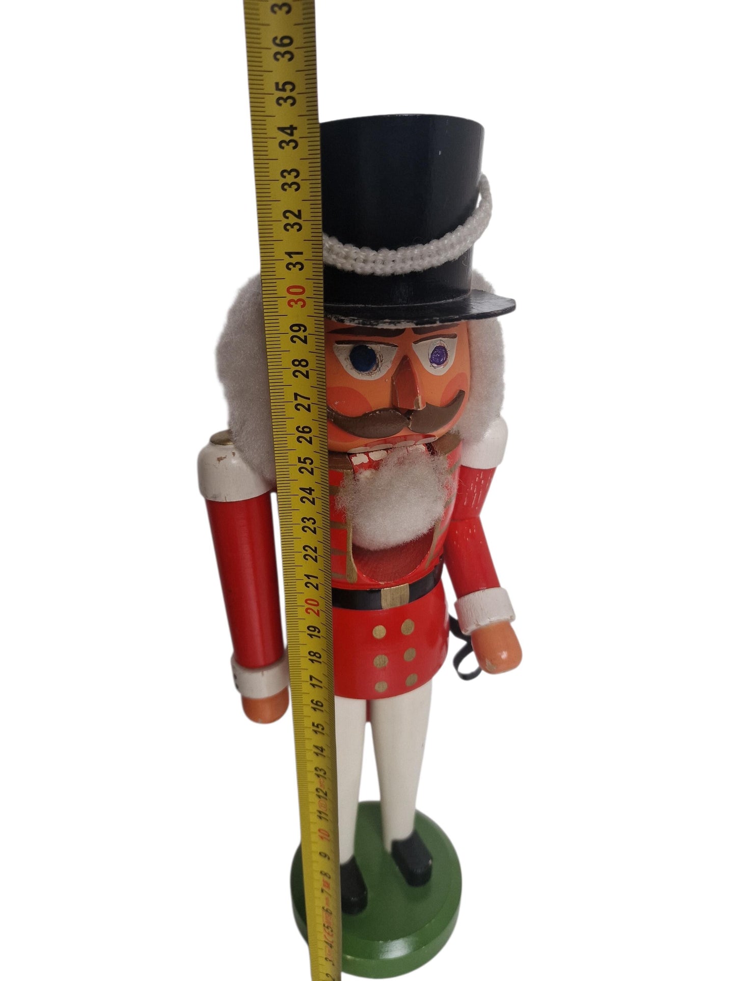 Antique Erzgebirge Wood Nutcracker, Hand-Painted Christmas Decor (34cm, 1920s)