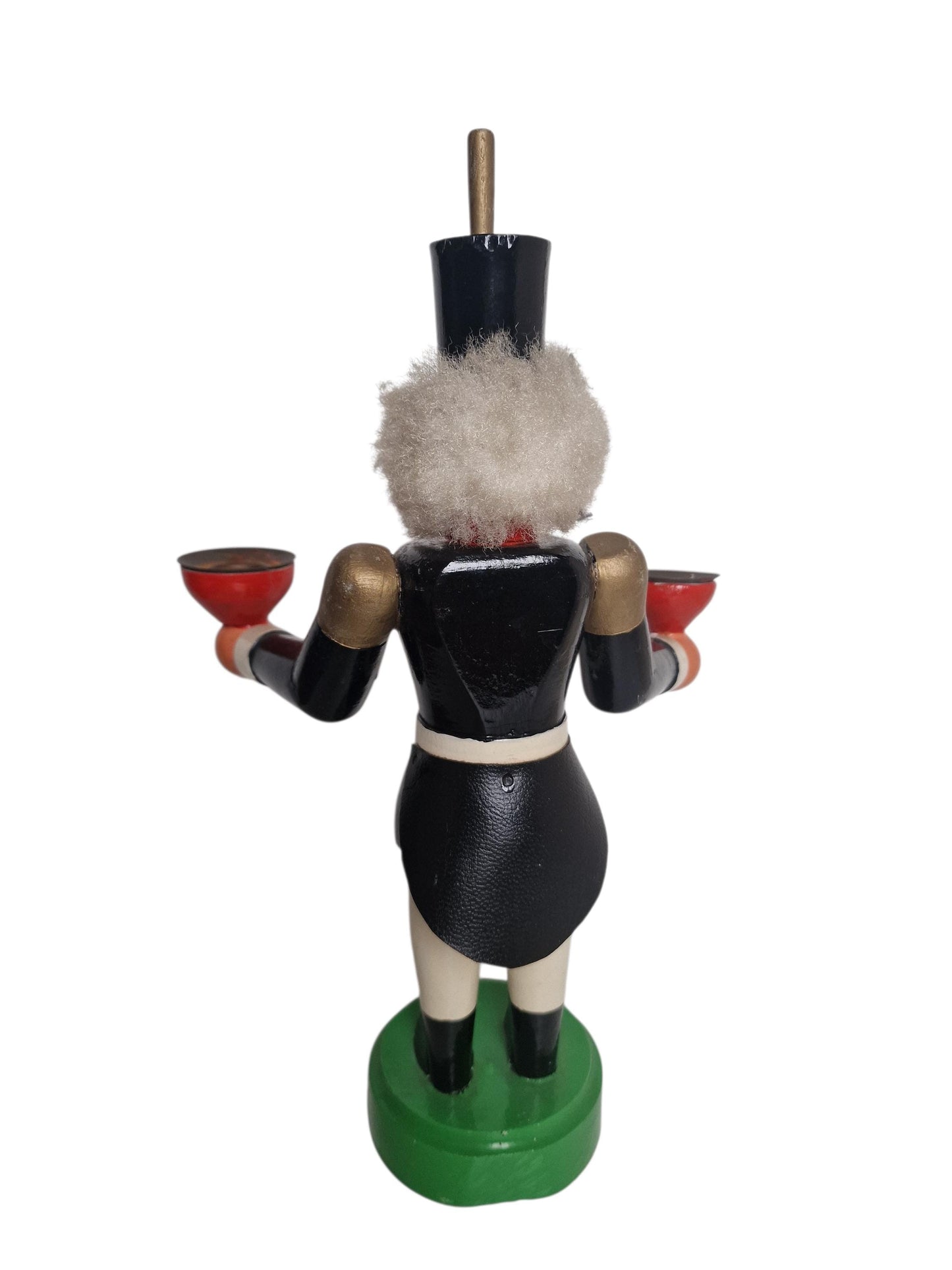 Antique Erzgebirge Wood candle stick holder nutcracker, Hand-Painted Christmas Decor (1920s) special object