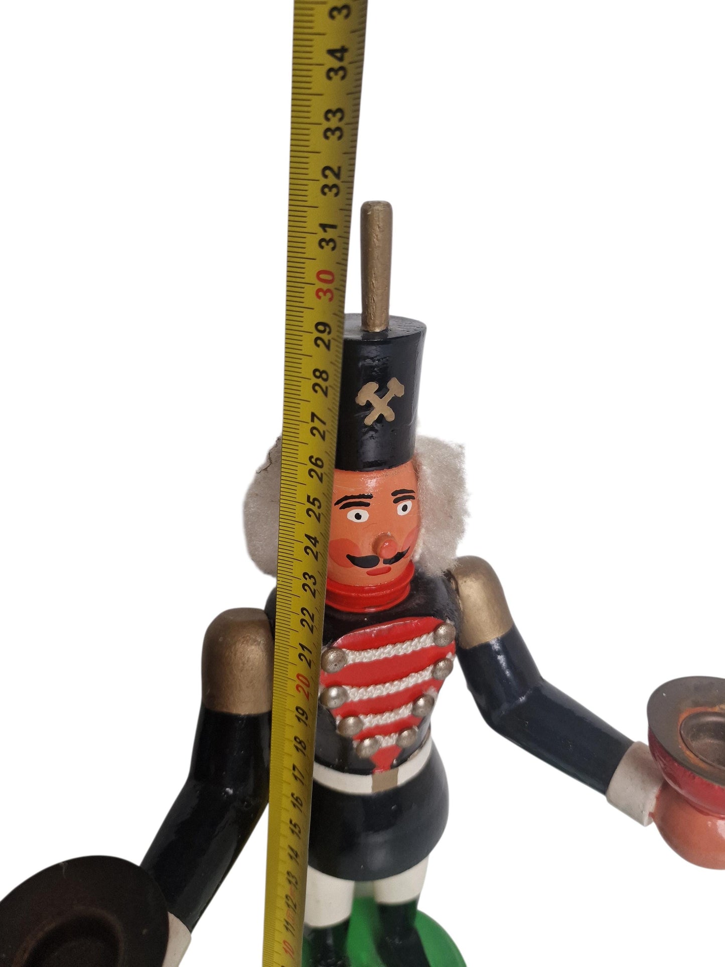 Antique Erzgebirge Wood candle stick holder nutcracker, Hand-Painted Christmas Decor (1920s) special object
