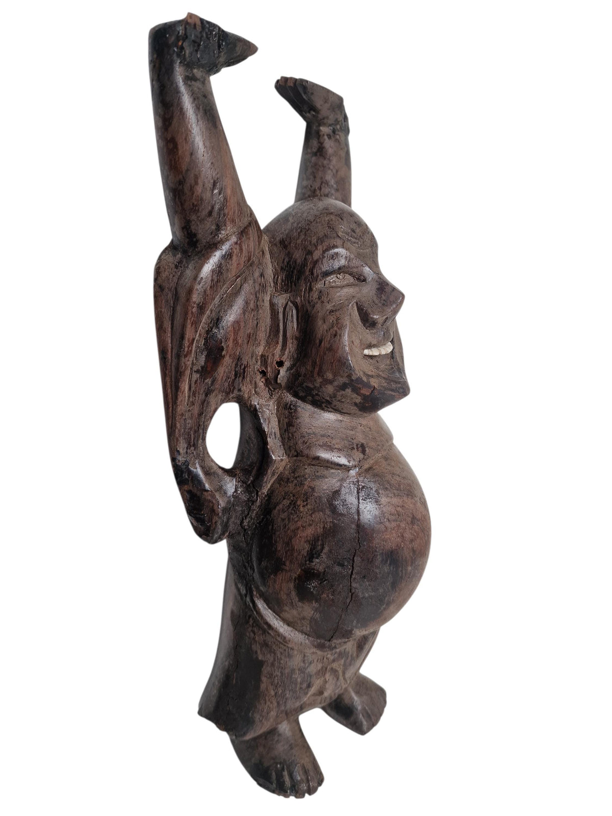 Antique Javanese Wood Carving, 19th Century Folk Art Figure