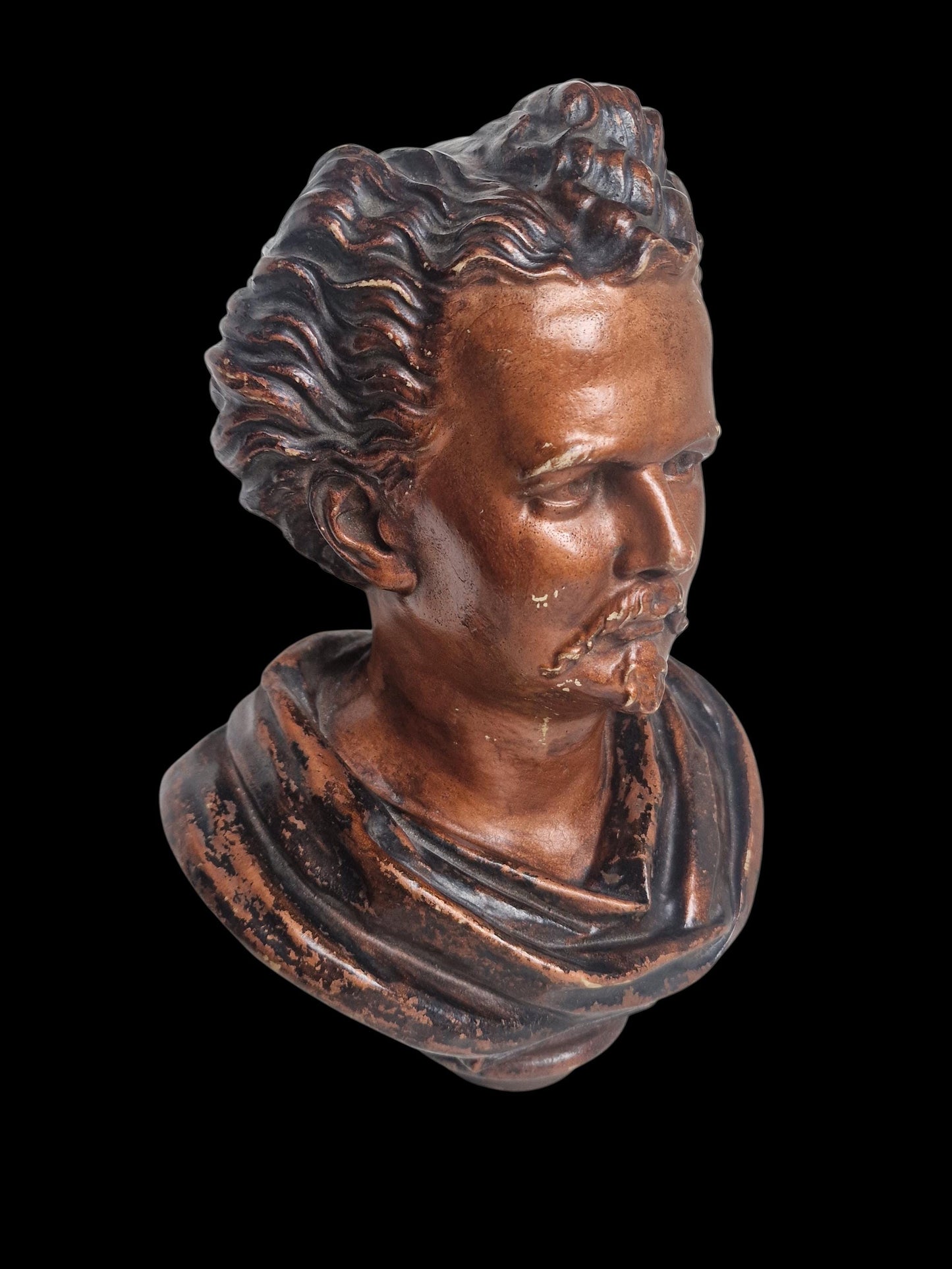 Antique French Terracotta Beethoven Bust Sculpture, 19th Century