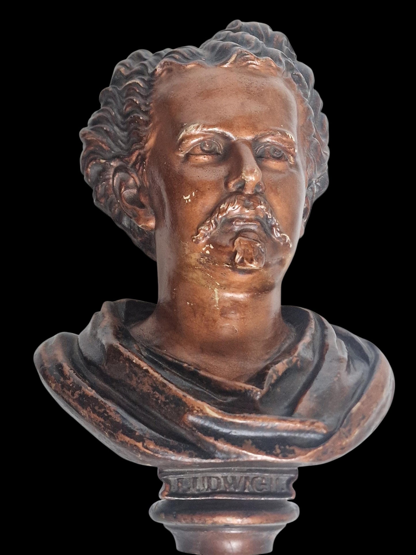 Antique French Terracotta Beethoven Bust Sculpture, 19th Century