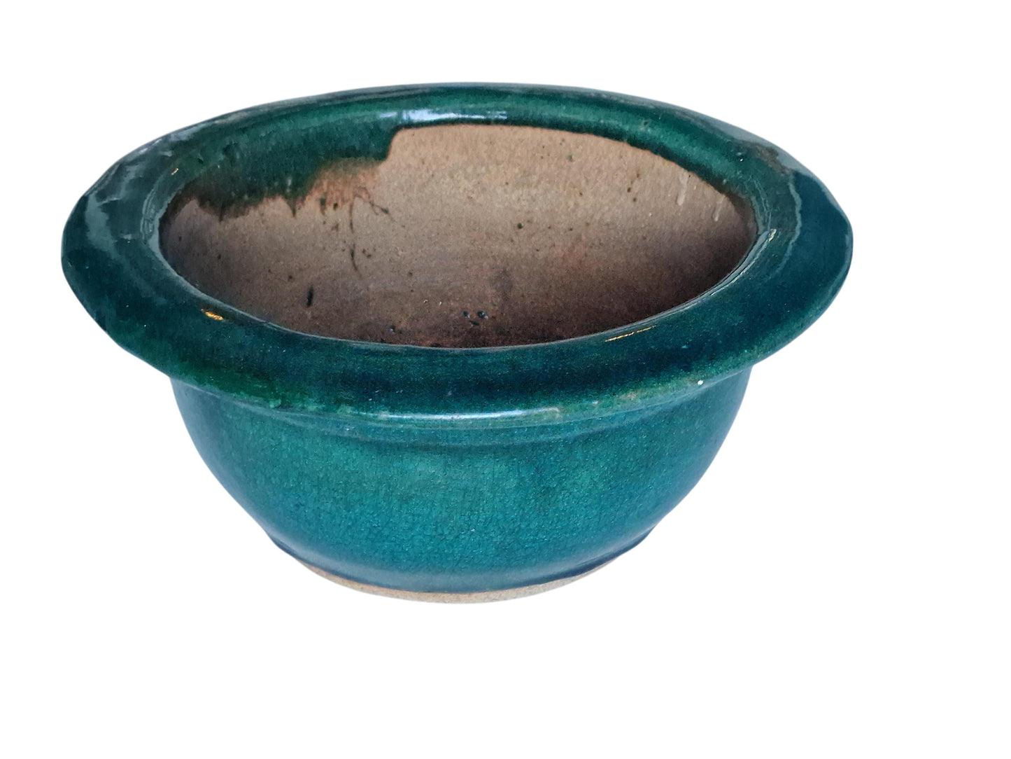 Antique Green Glazed Terracotta Planter 19th Century European Cactus Pot, Arts & Crafts Garden Pot, authentic English gardening