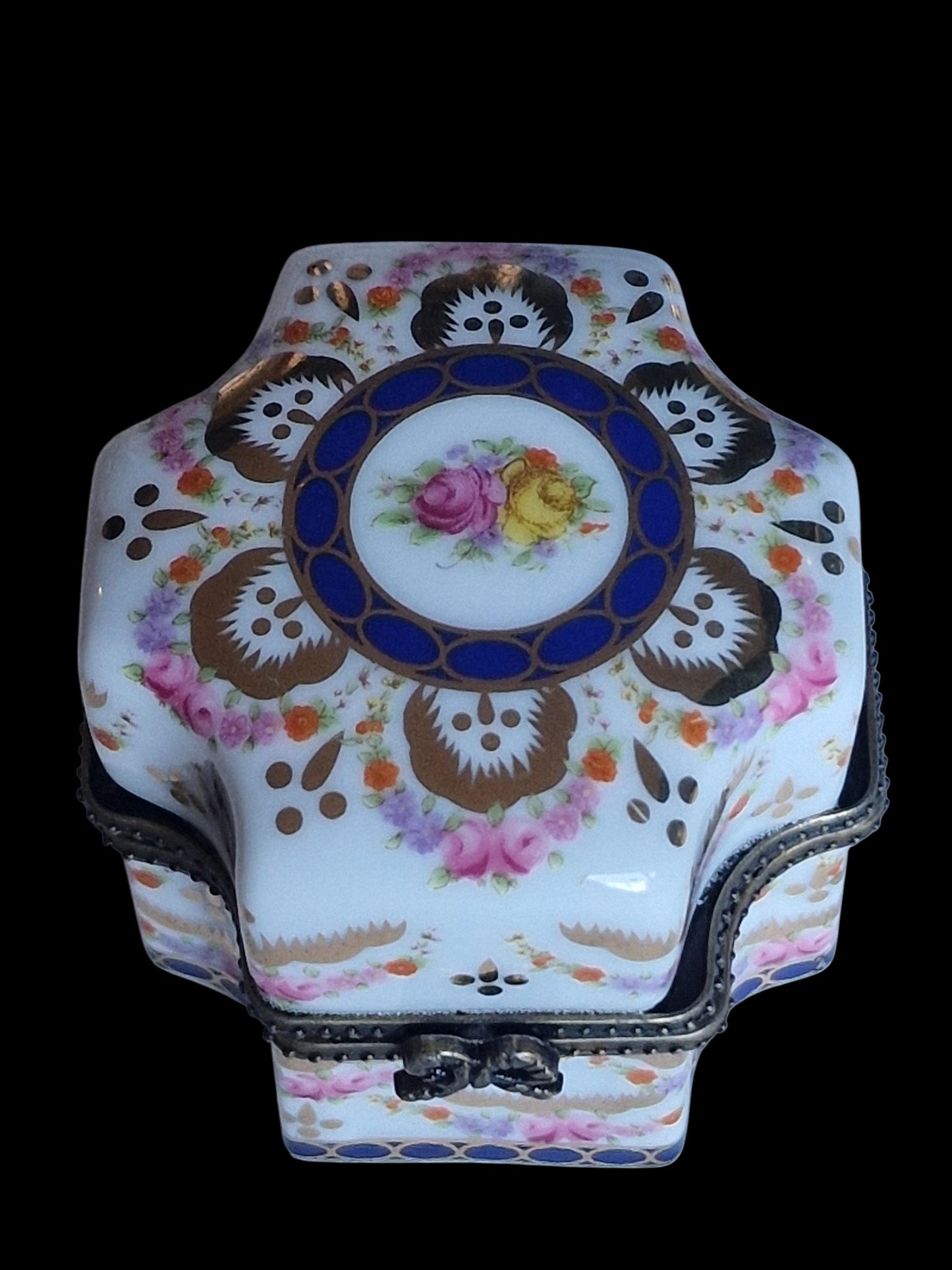 Perfume cascet porcelain with 4 perfume bottles, romantic