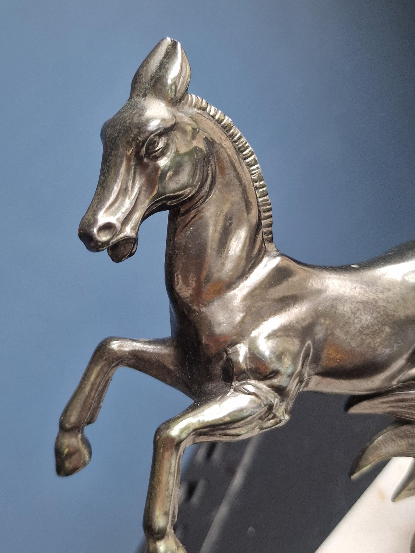 Stunning Art Deco Bronze bookends, horse, cold painted cast bronze on marbre.
