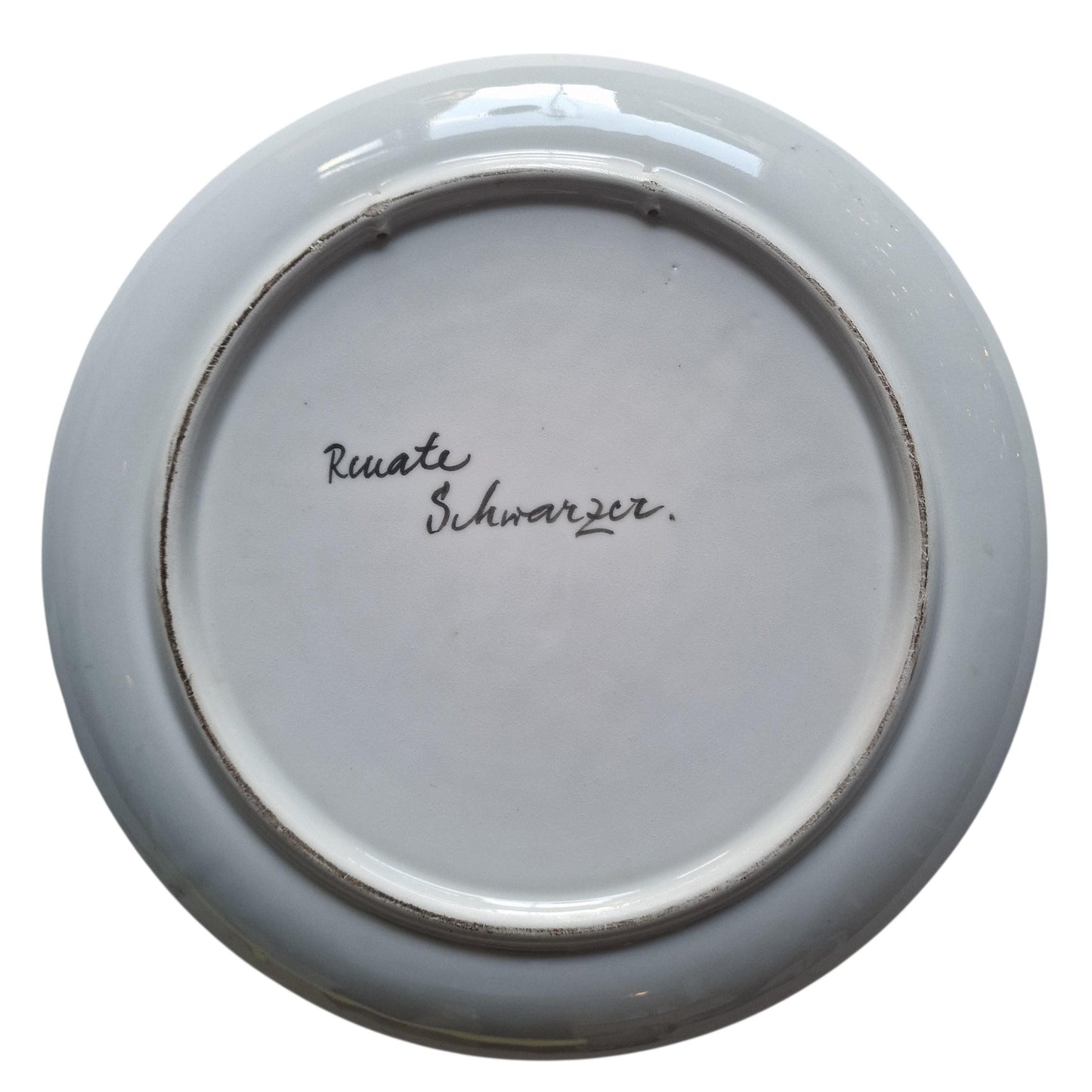 Renate schwarzer - large handpainted wall plate, unica