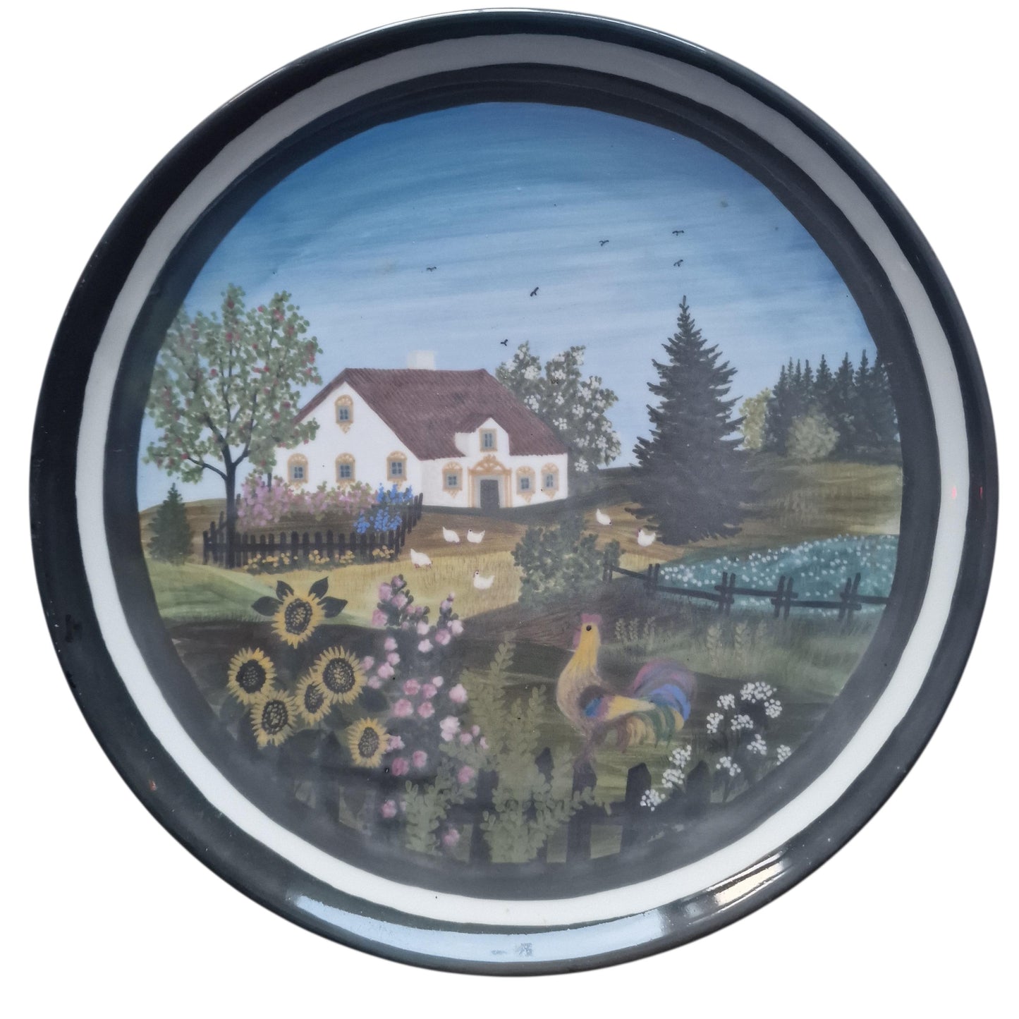 Renate schwarzer - large handpainted wall plate, unica