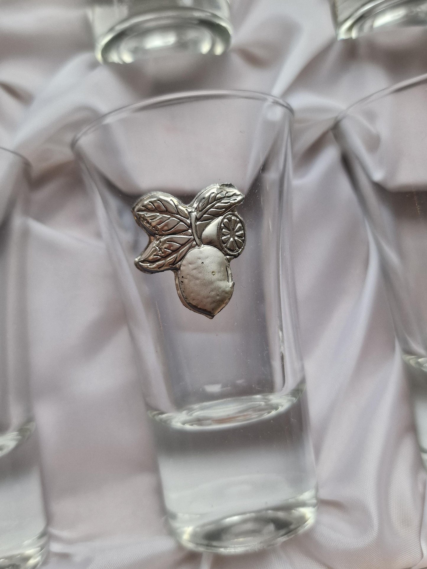Italian Limoncello 925 silver glasses, liquer crystal , vintage italy