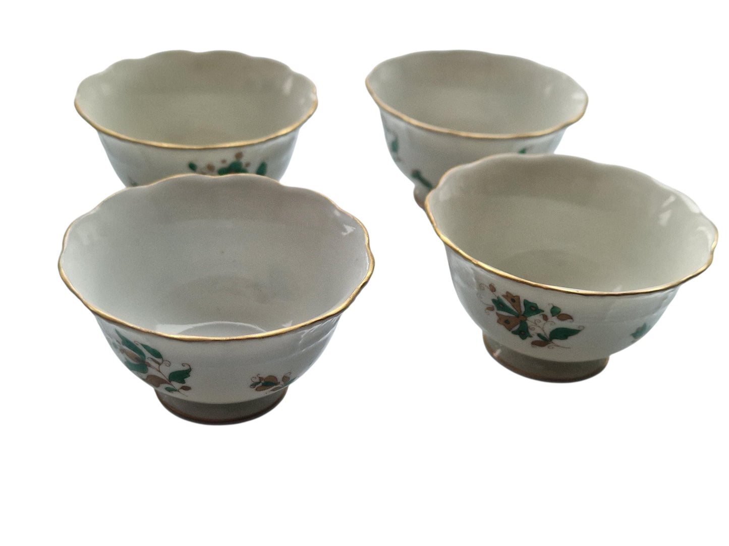 Herend Hungary, rare depiction, Set of 4 Handpainted Porcelain Bowls – Hungary, c. 1950–1960