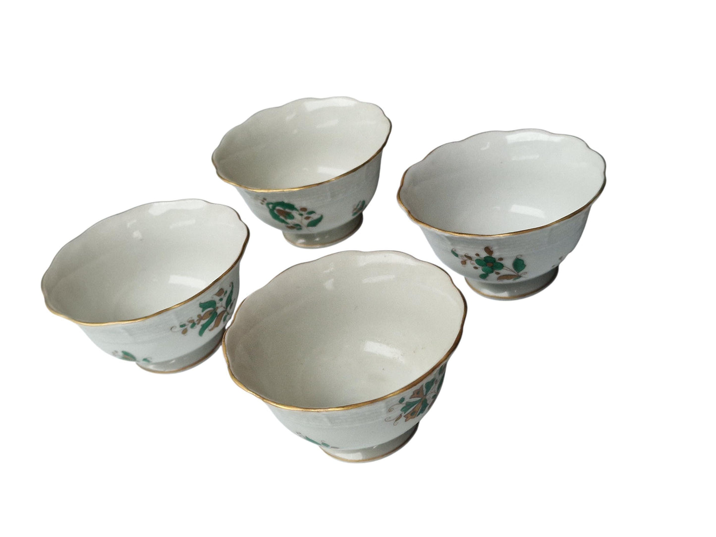 Herend Hungary, rare depiction, Set of 4 Handpainted Porcelain Bowls – Hungary, c. 1950–1960