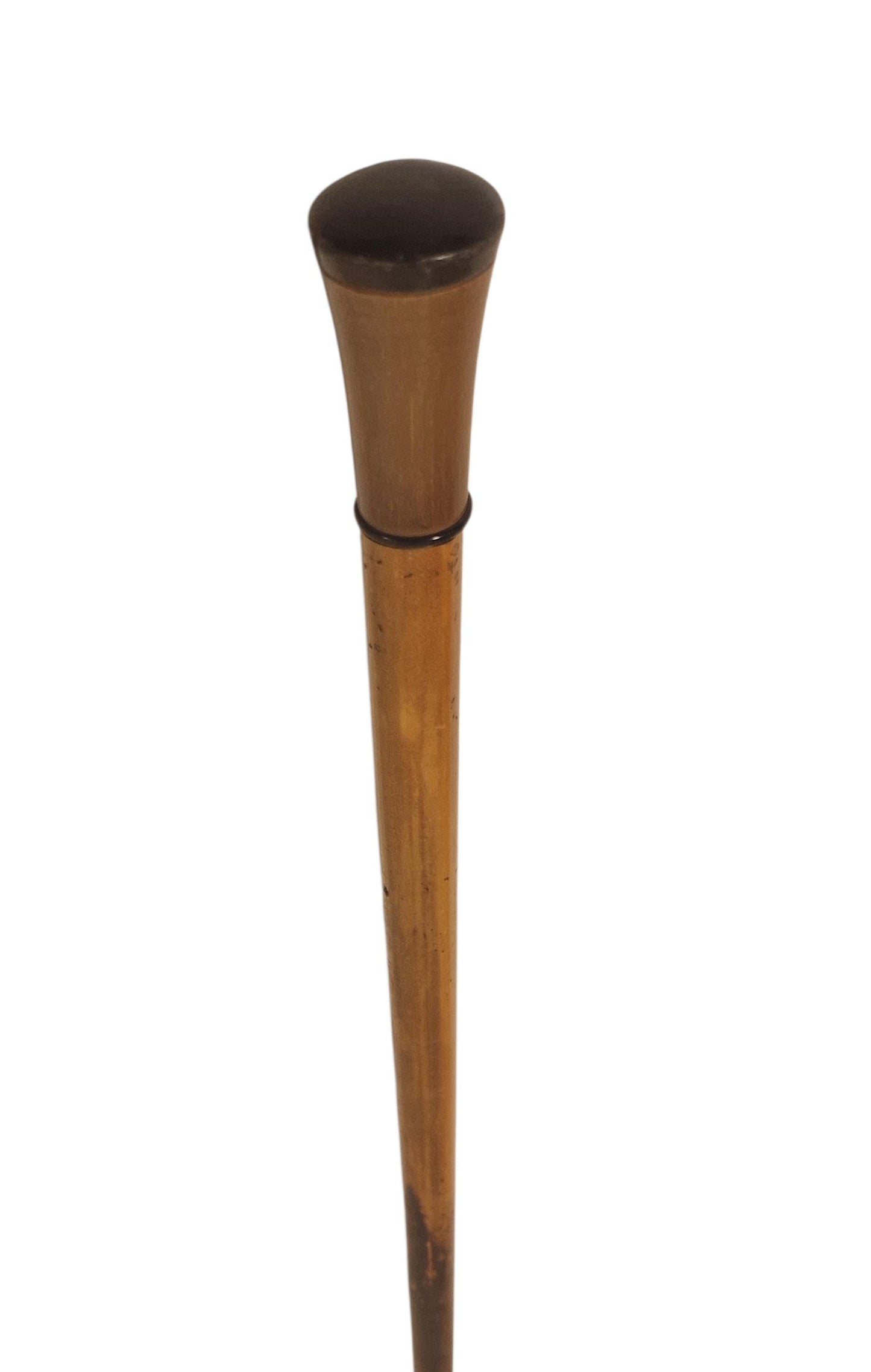 antique walking stick with bone or horn , european collection, gentlemen's flannel stick