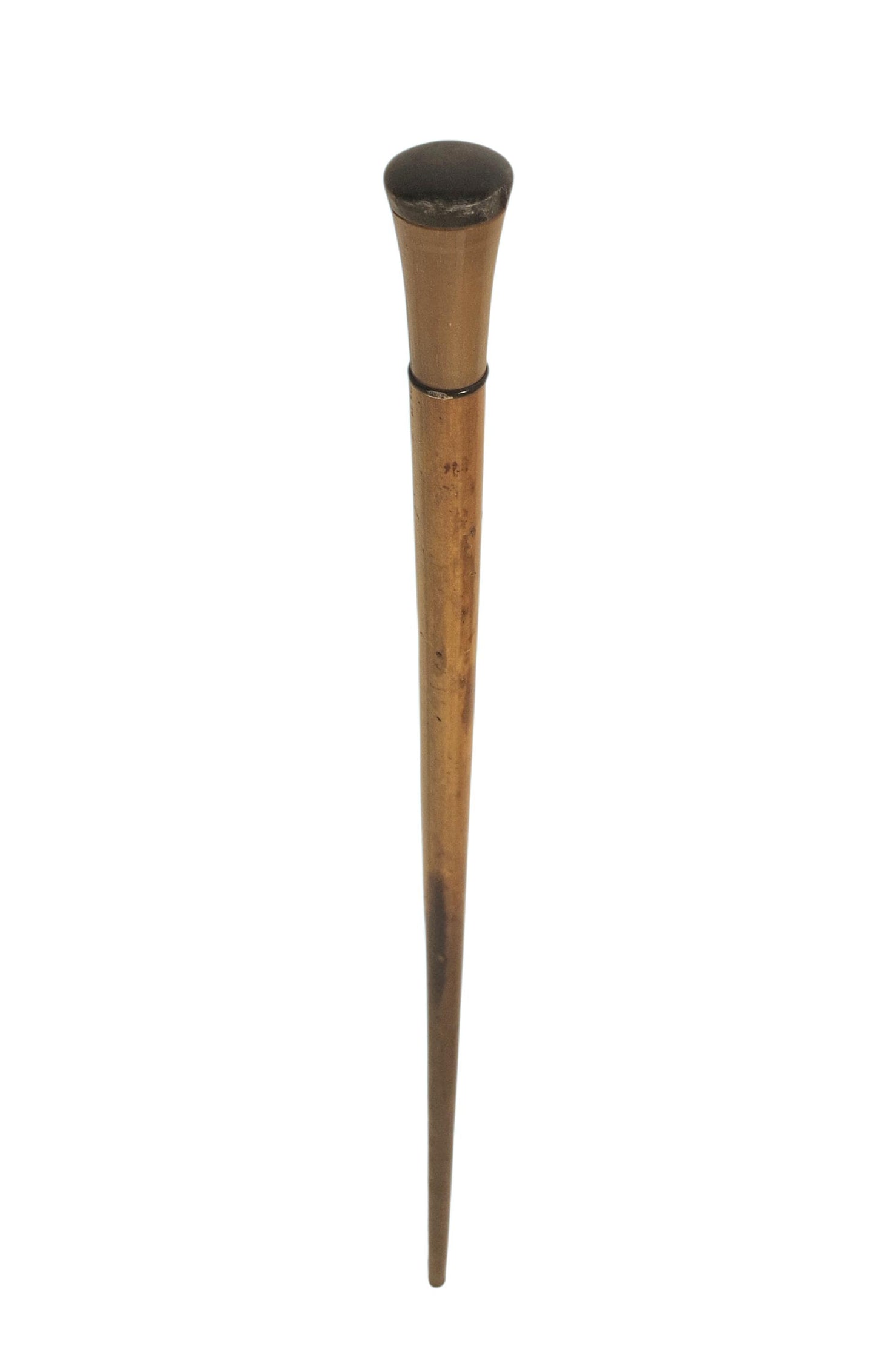 antique walking stick with bone or horn , european collection, gentlemen's flannel stick