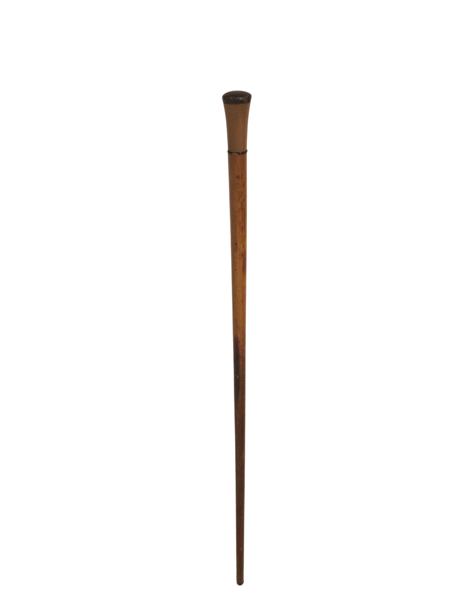 antique walking stick with bone or horn , european collection, gentlemen's flannel stick
