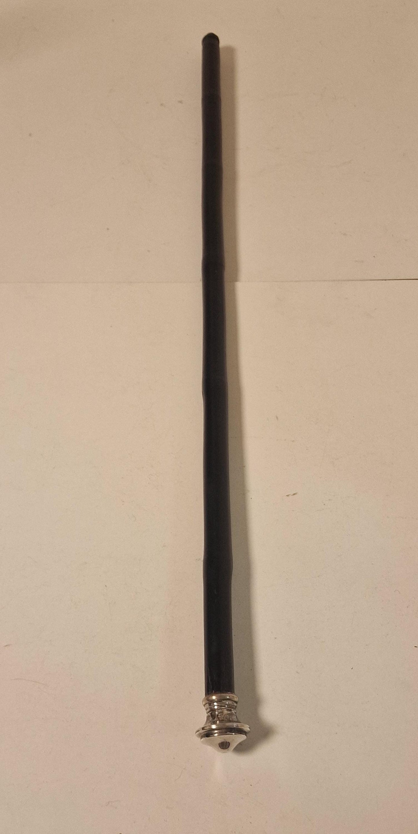 antique walking stick with alpacca silver, marked, european collection, gentlemen's flannel stick