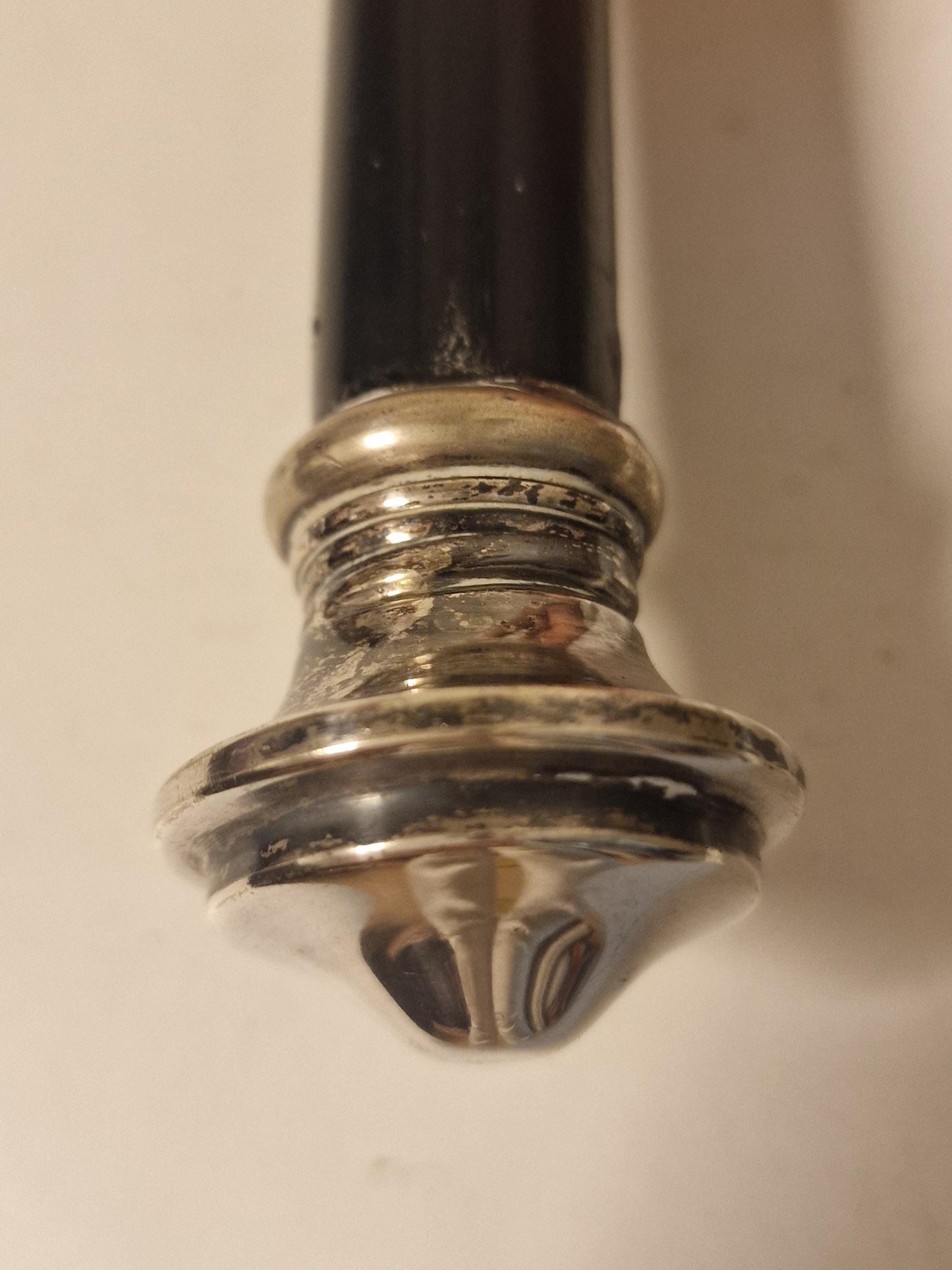 antique walking stick with alpacca silver, marked, european collection, gentlemen's flannel stick