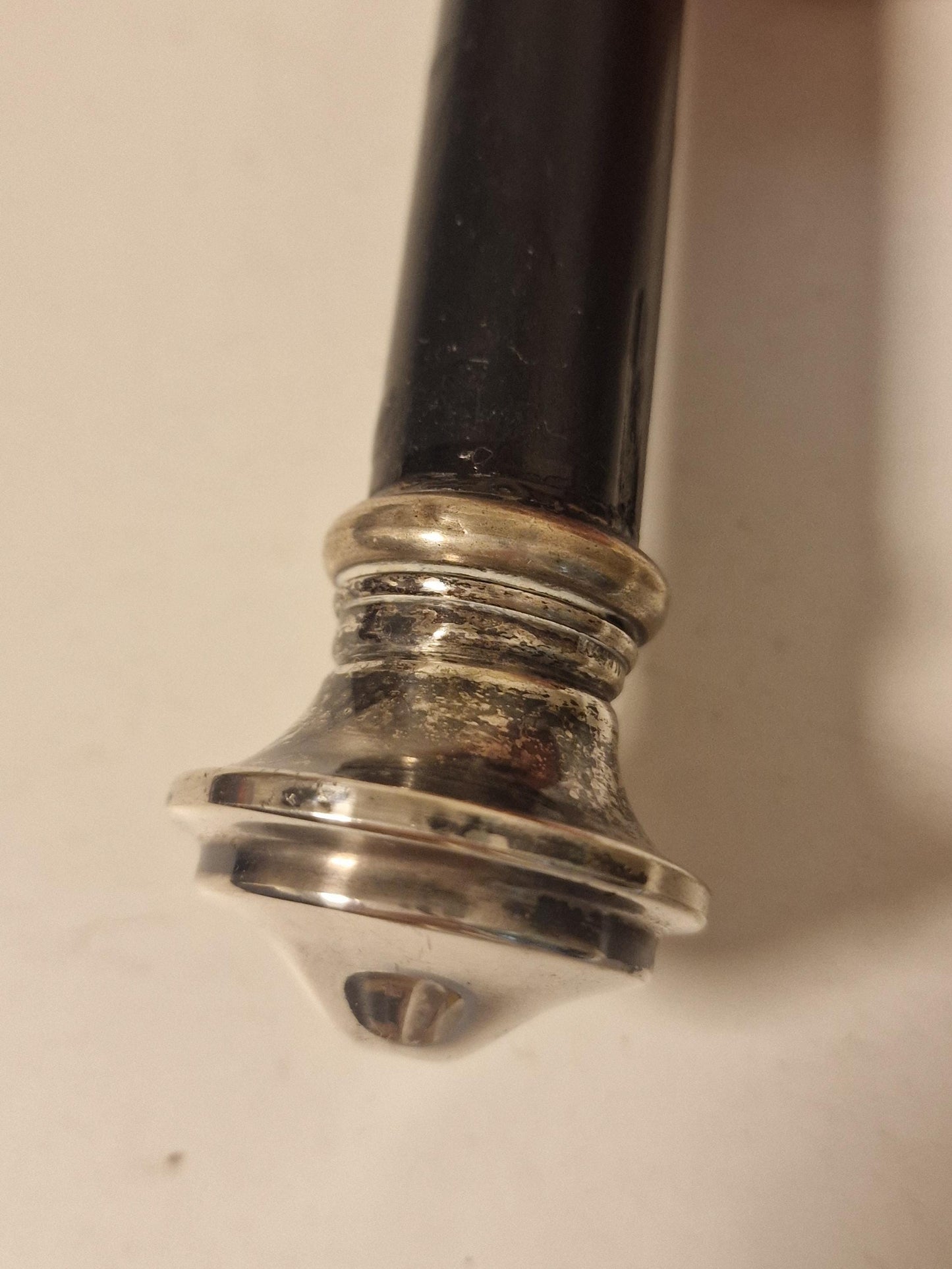 antique walking stick with alpacca silver, marked, european collection, gentlemen's flannel stick