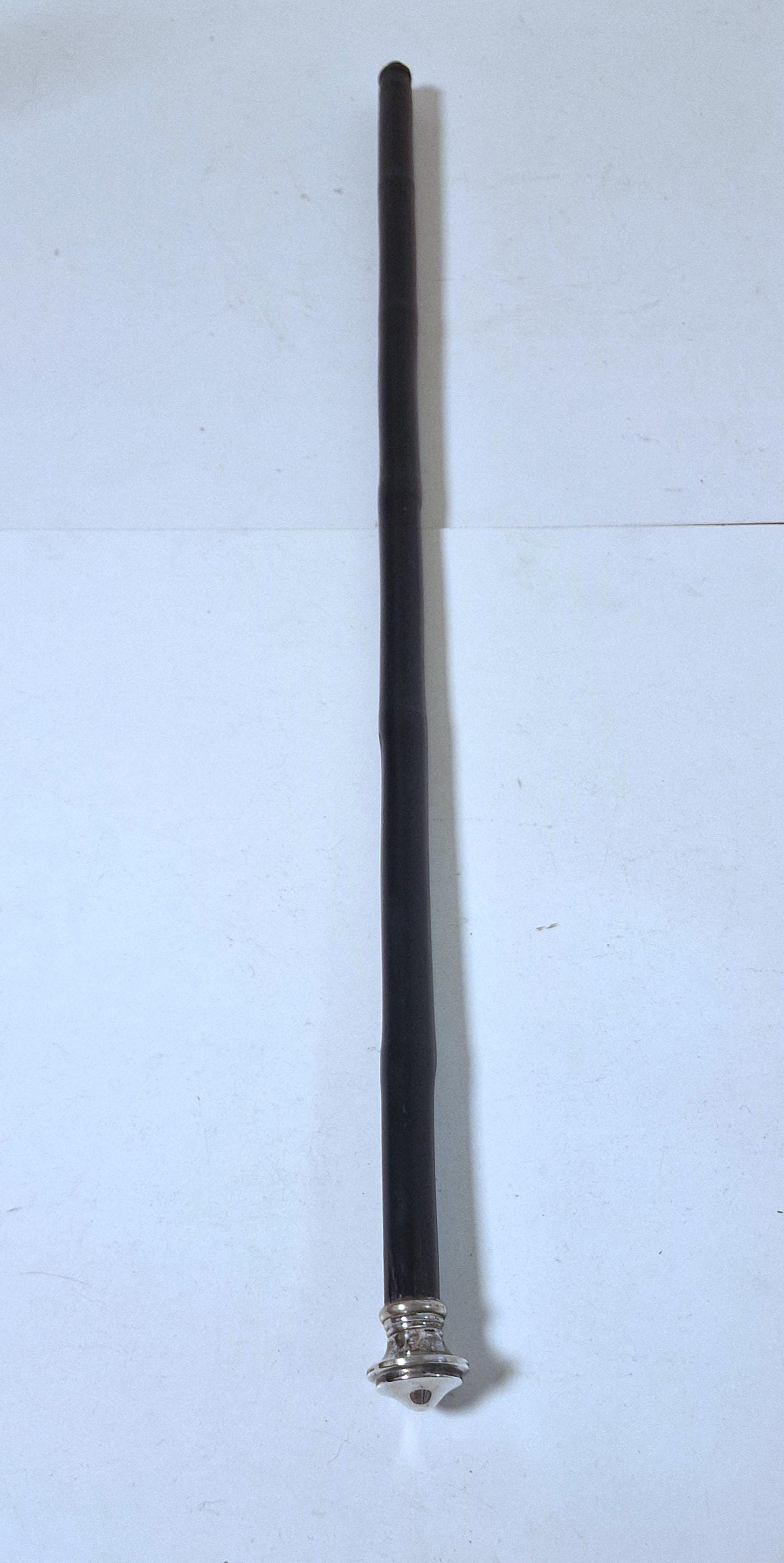 antique walking stick with alpacca silver, marked, european collection, gentlemen's flannel stick