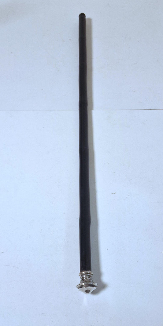 antique walking stick with alpacca silver, marked, european collection, gentlemen's flannel stick