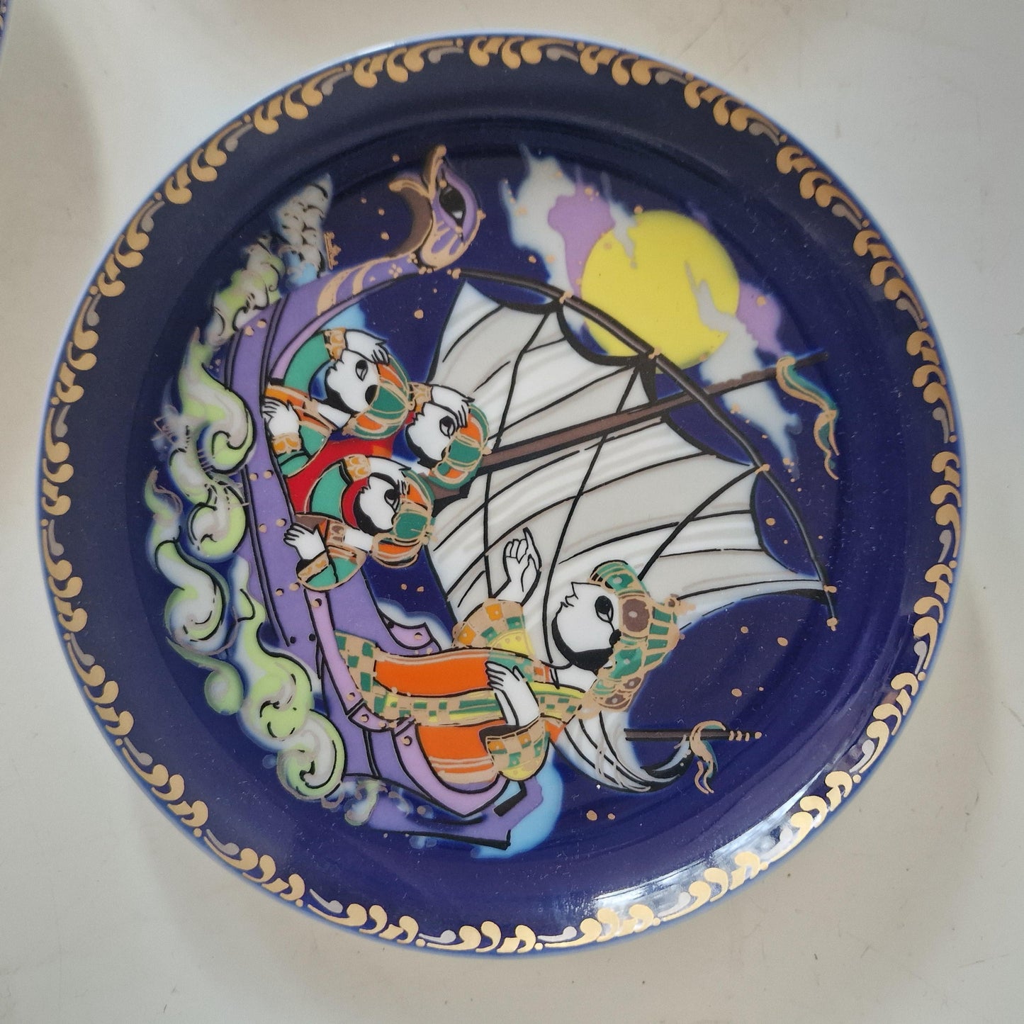 Bjørn Wiinblad Wallplates Rosenthal Gold Plated Porcelain Plate - Sindbad the Sailor